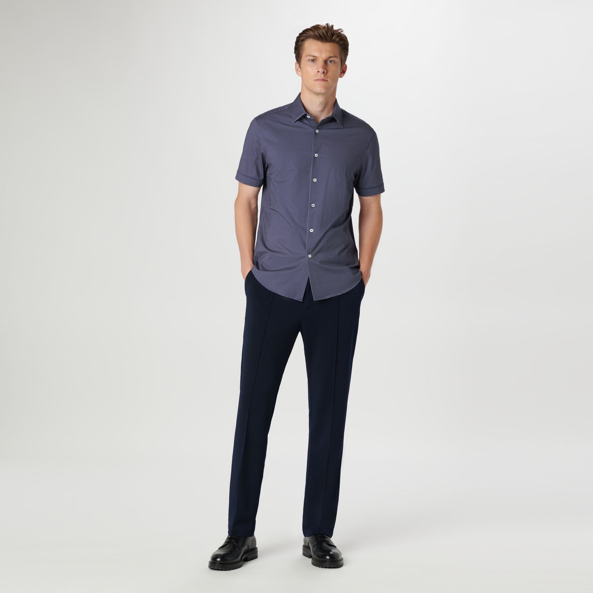 Miles Pin Dot OoohCotton Short Sleeve Shirt