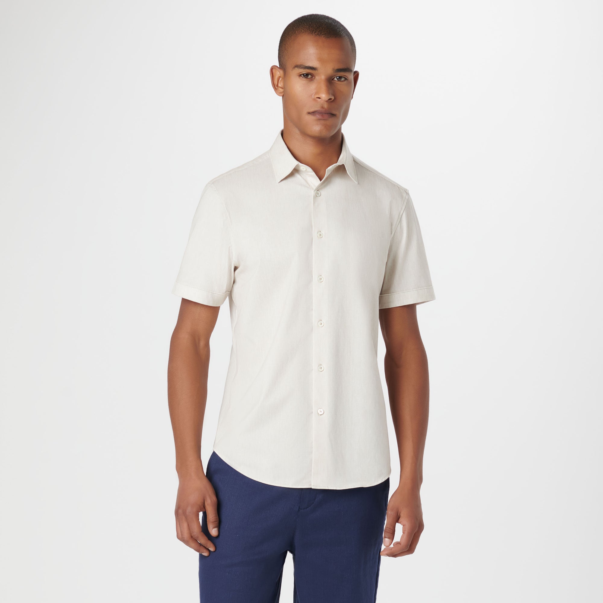 Miles Chambray Print OoohCotton Short Sleeve Shirt