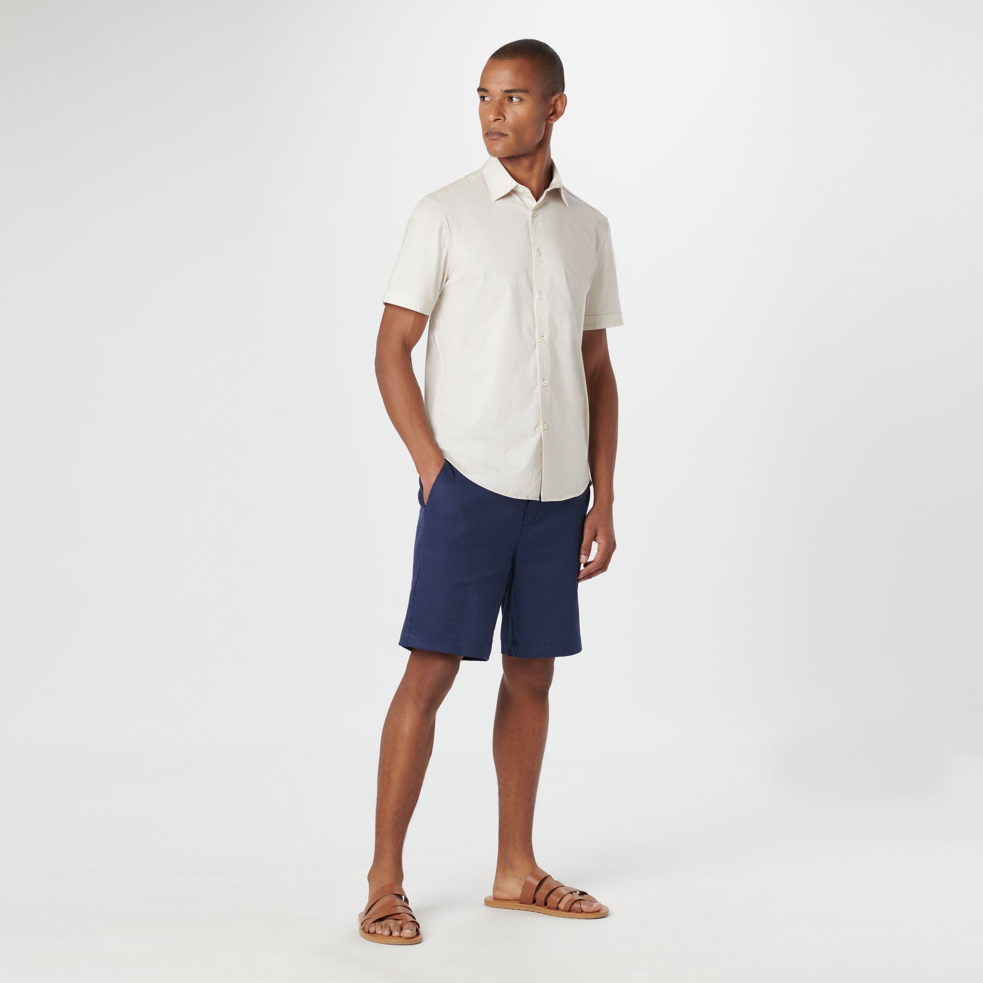 Miles Chambray Print OoohCotton Short Sleeve Shirt