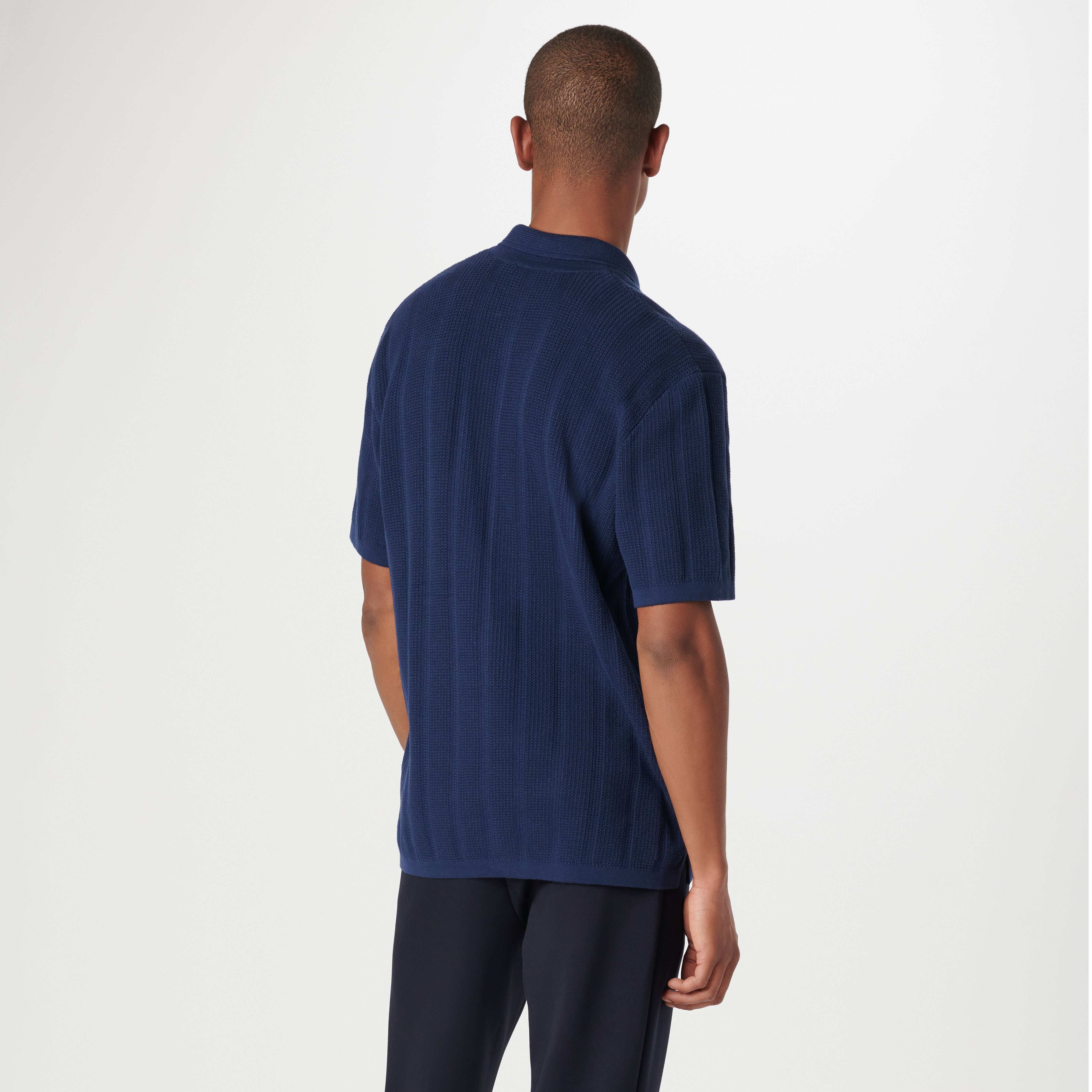 Waffle Rib Full Button Short Sleeve Polo Sweater – BUGATCHI
