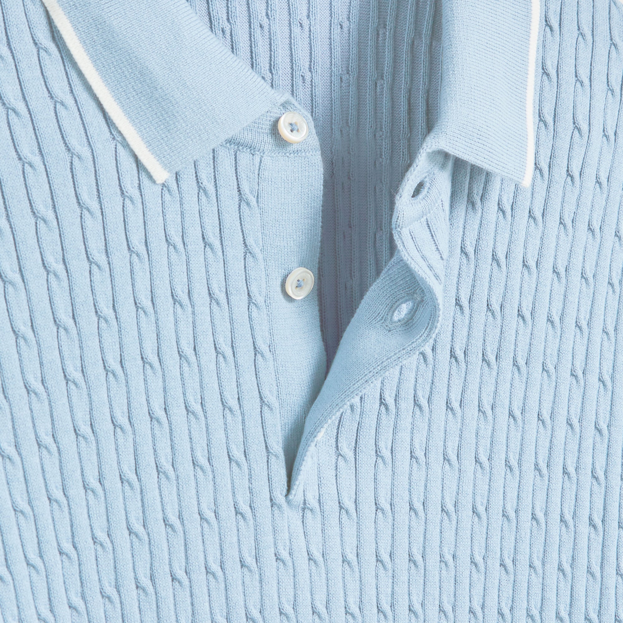 Cable Stitch Short Sleeve Polo Sweater