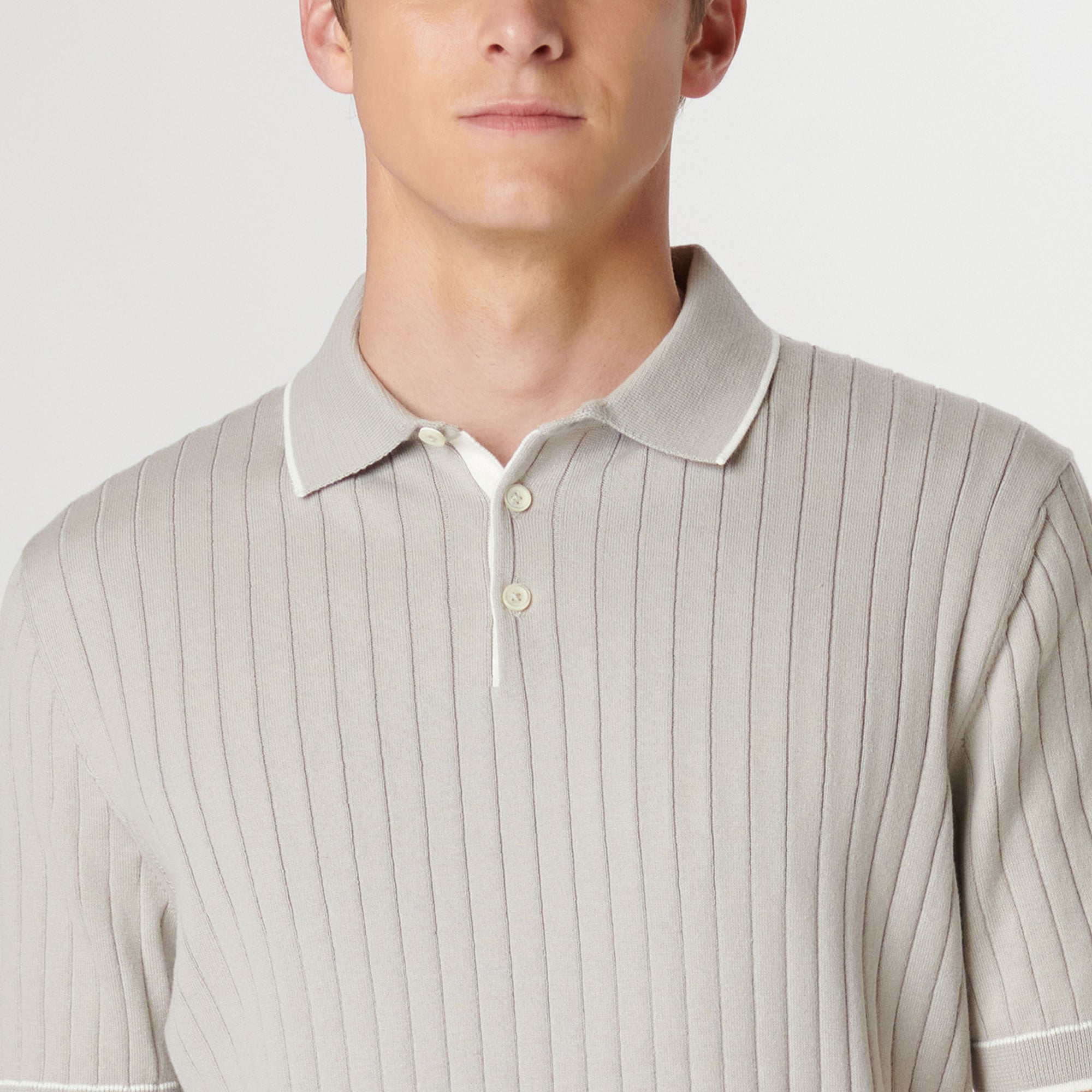 Rib Stitch Short Sleeve Polo Sweater