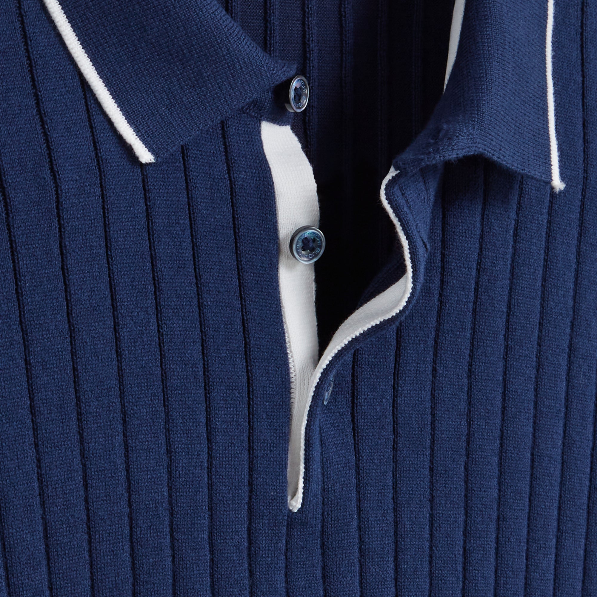 Rib Stitch Short Sleeve Polo Sweater