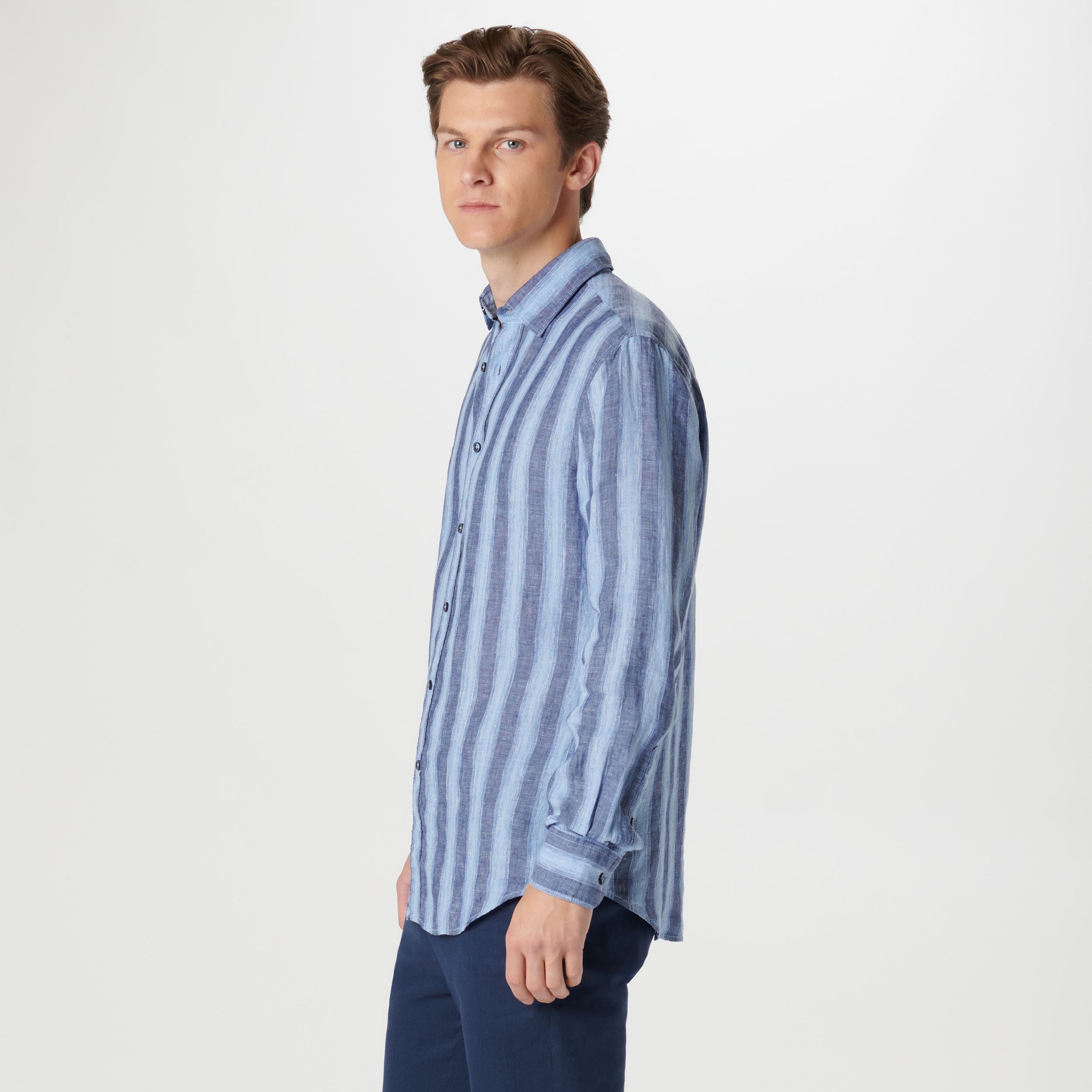 awning stripe dress shirt Brunello Cucinelli