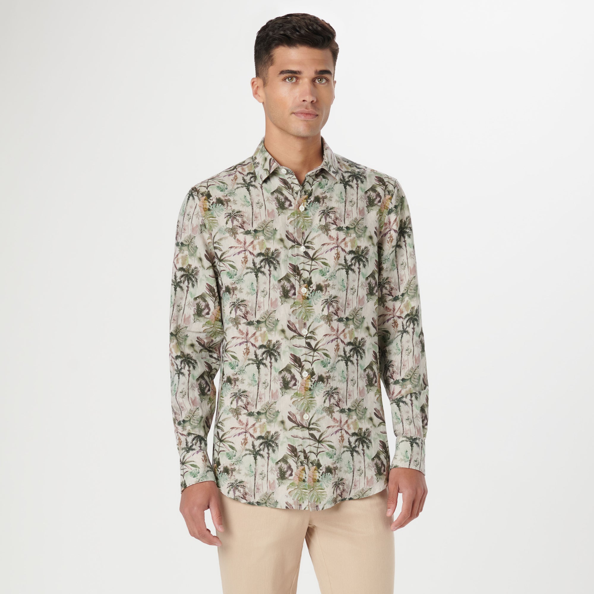 Julian Tropical Leaf Print Shirt