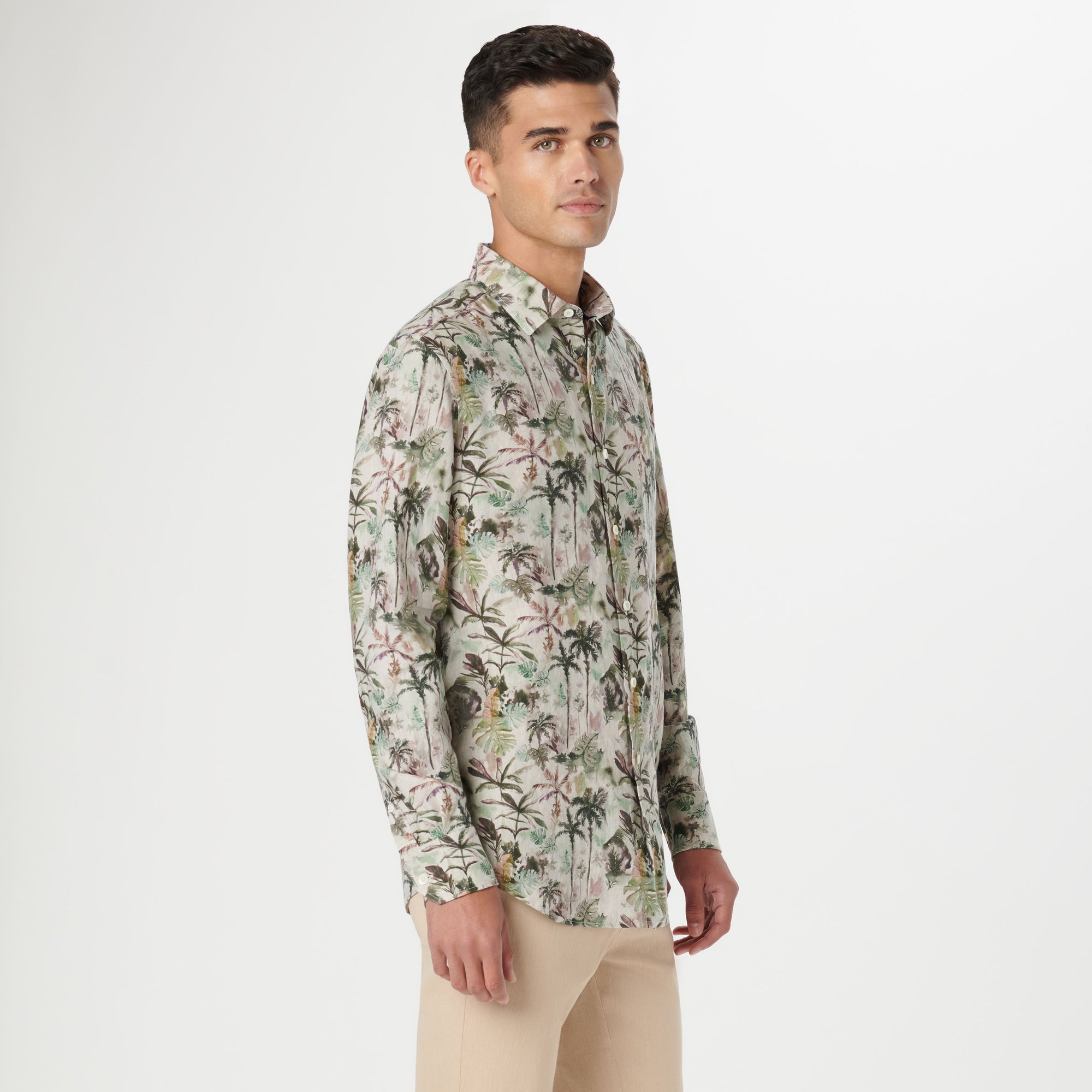 Julian Tropical Leaf Print Shirt