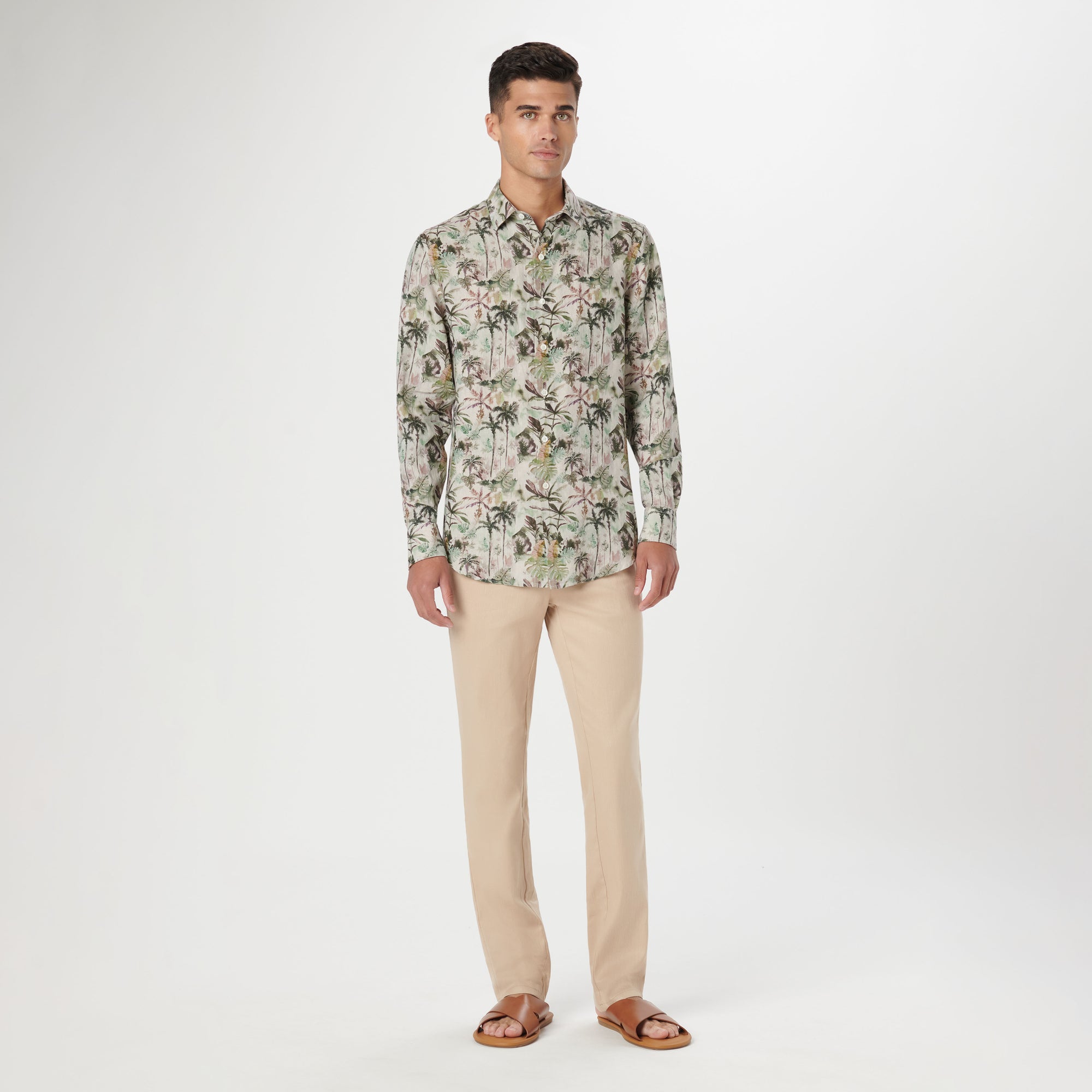Julian Tropical Leaf Print Shirt
