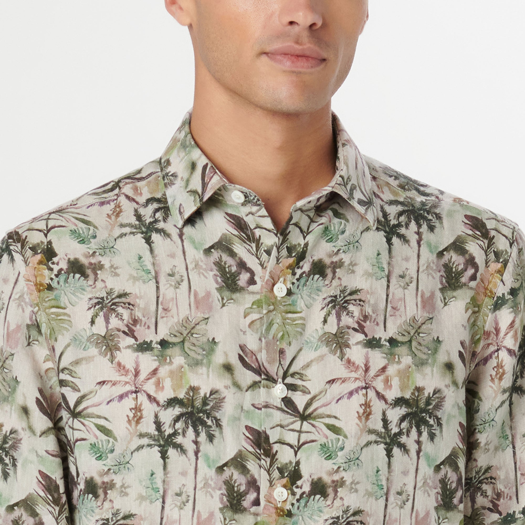 Julian Tropical Leaf Print Shirt