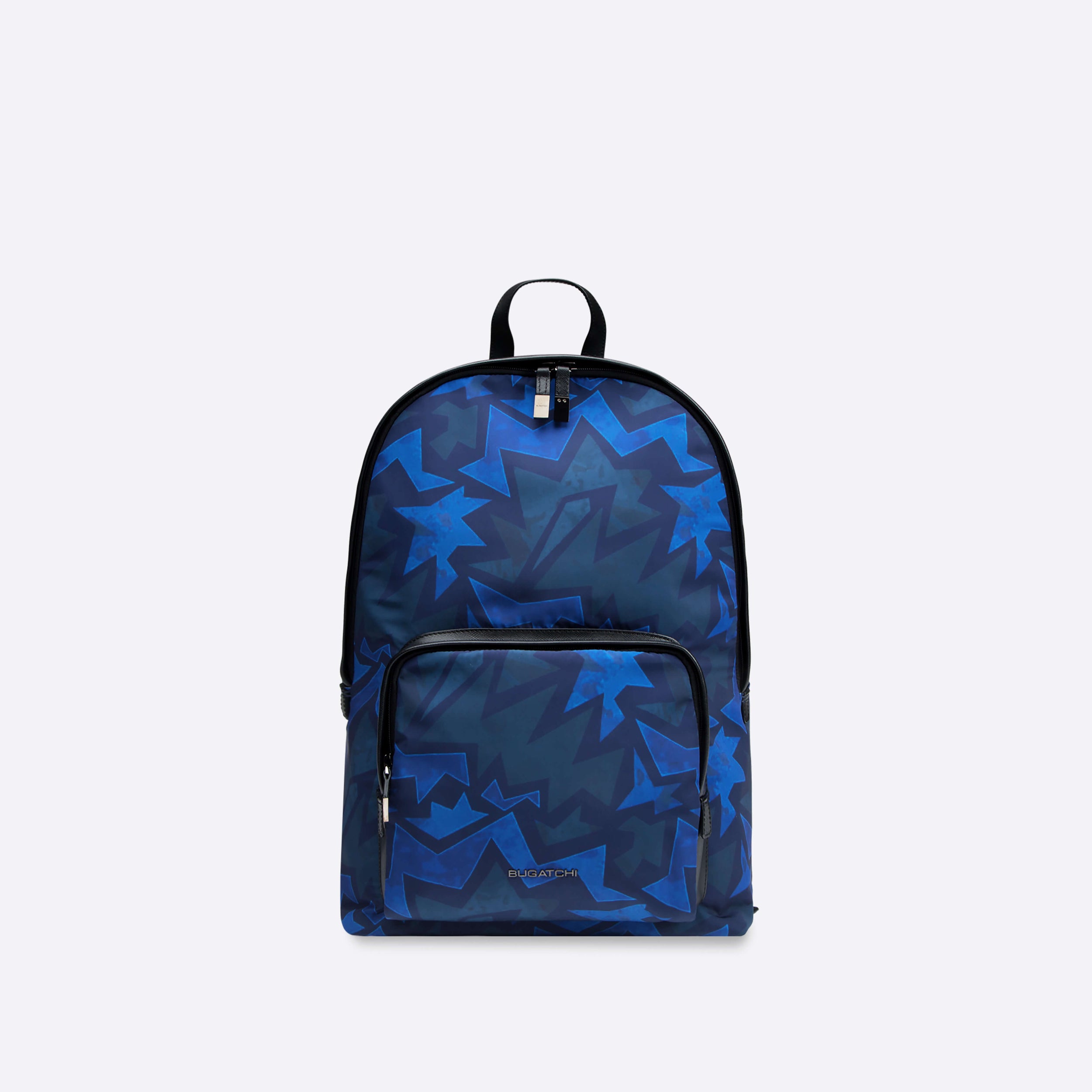 bugatchi camouflage saffiano leather backpack Geometric Nylon Backpack with Leather Trim – BUGATCHI