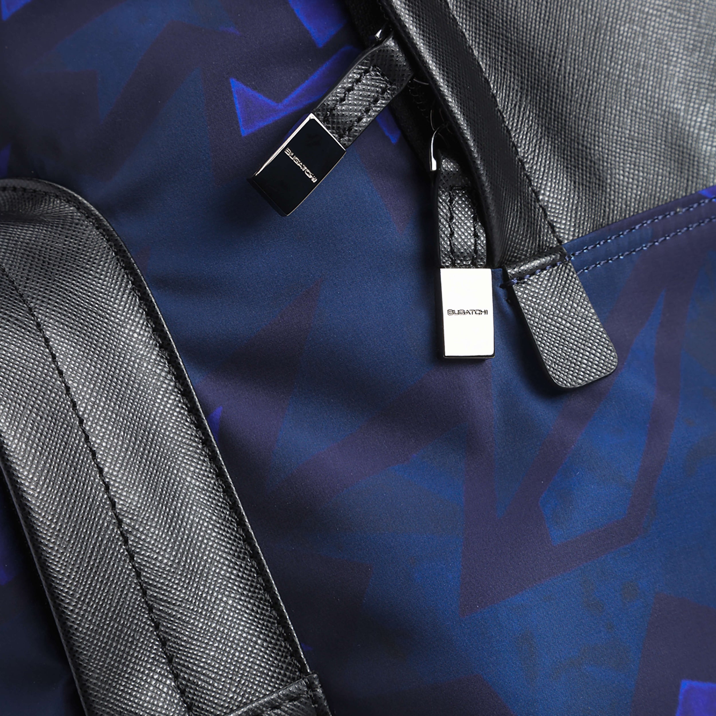 bugatchi leather backpack Geometric Nylon Backpack with Leather Trim – BUGATCHI