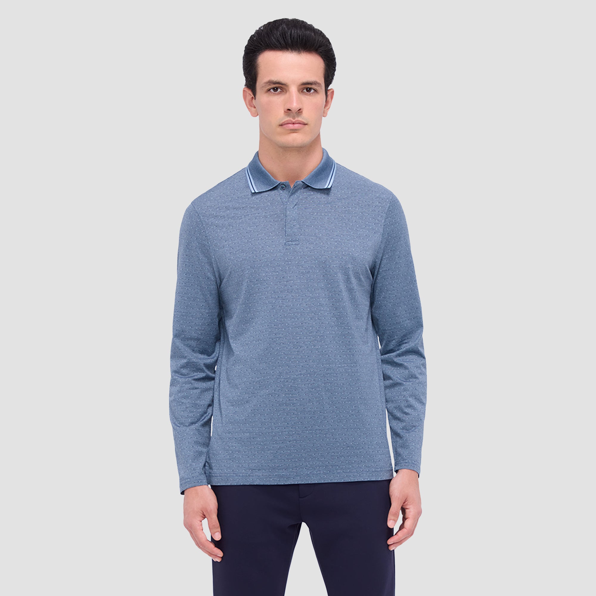 Jacquard Long Sleeve Polo