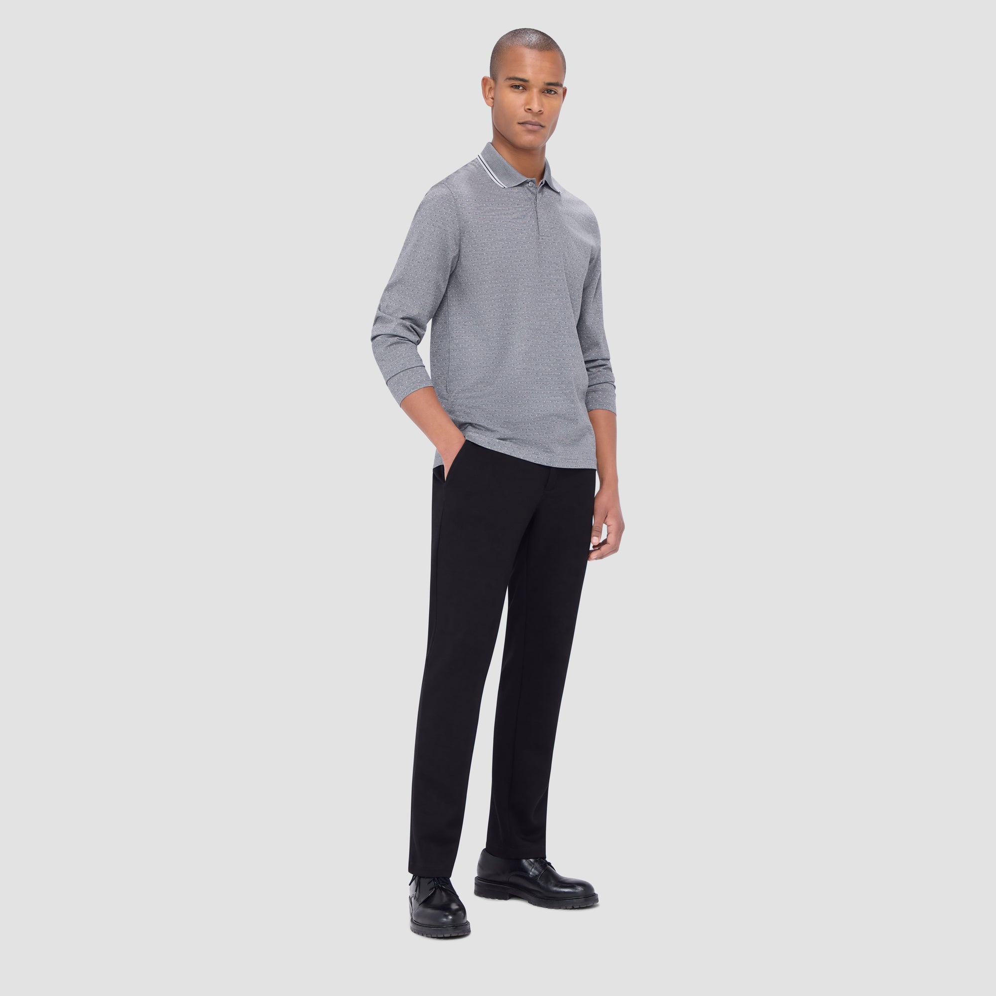 Jacquard Long Sleeve Polo