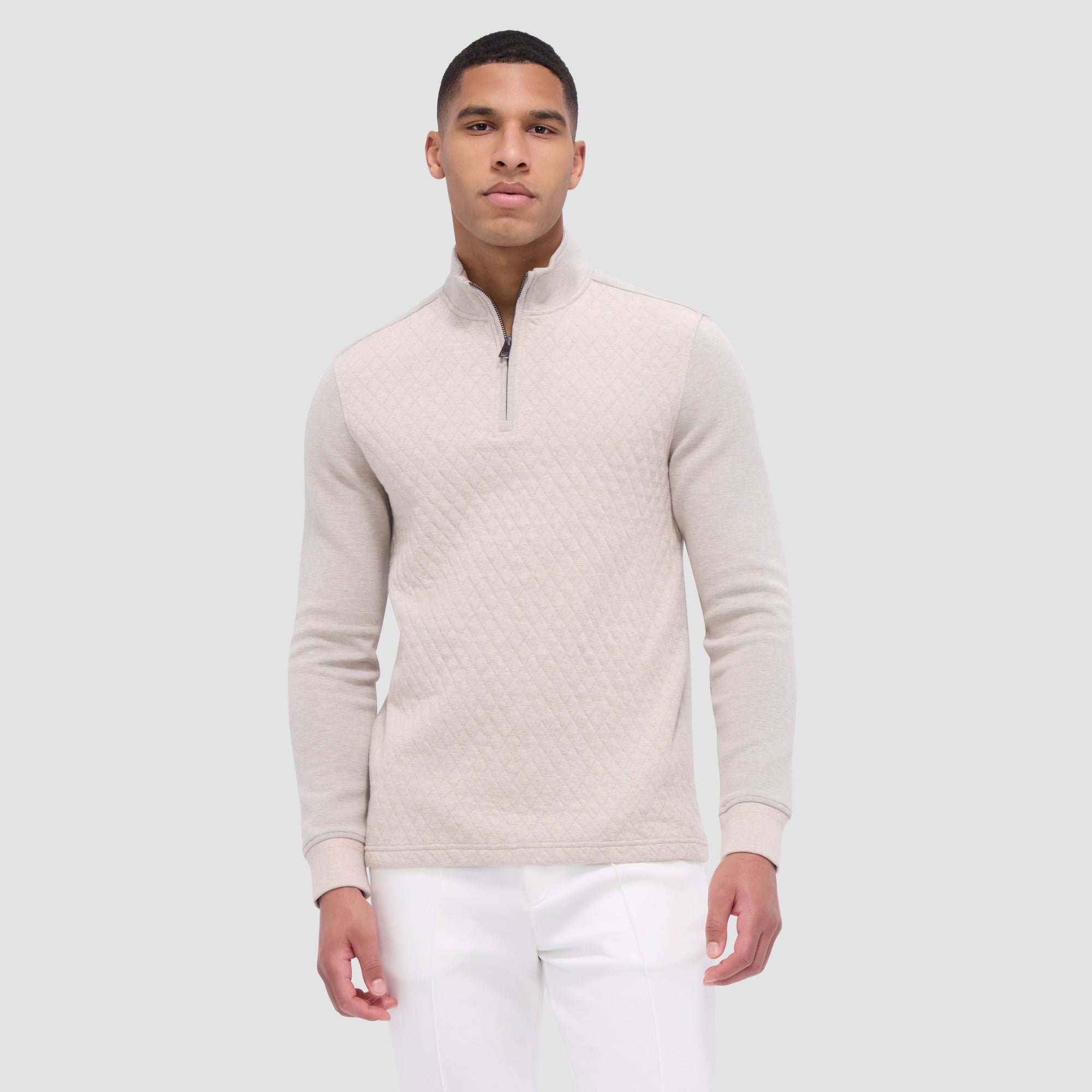 Diamond Quilted Quarter-Zip Pullover