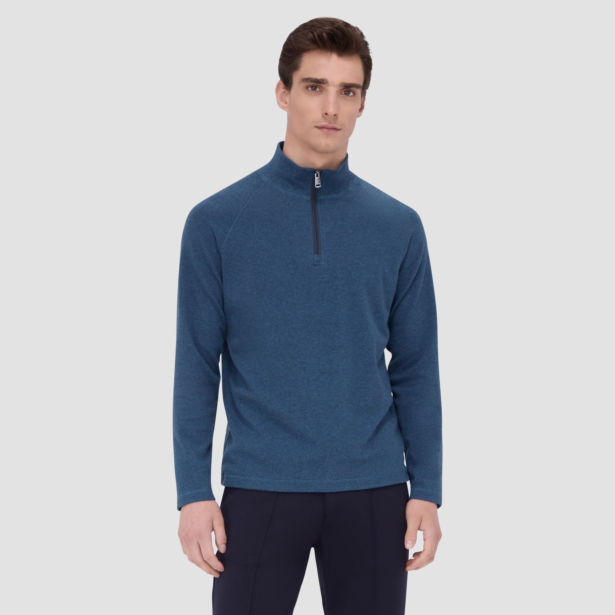 Diagonal Pinstripe Quarter-Zip Pullover