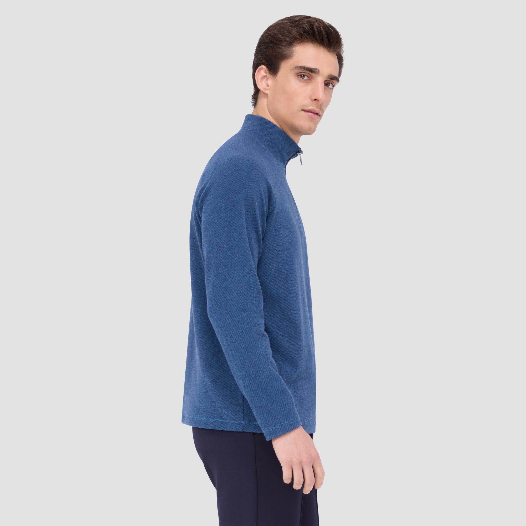 Diagonal Pinstripe Quarter-Zip Pullover