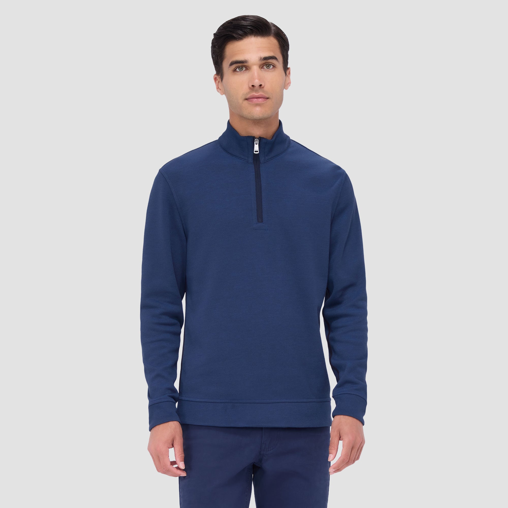 Reversible Pique/Fishermen Knit Quarter-Zip Pullover