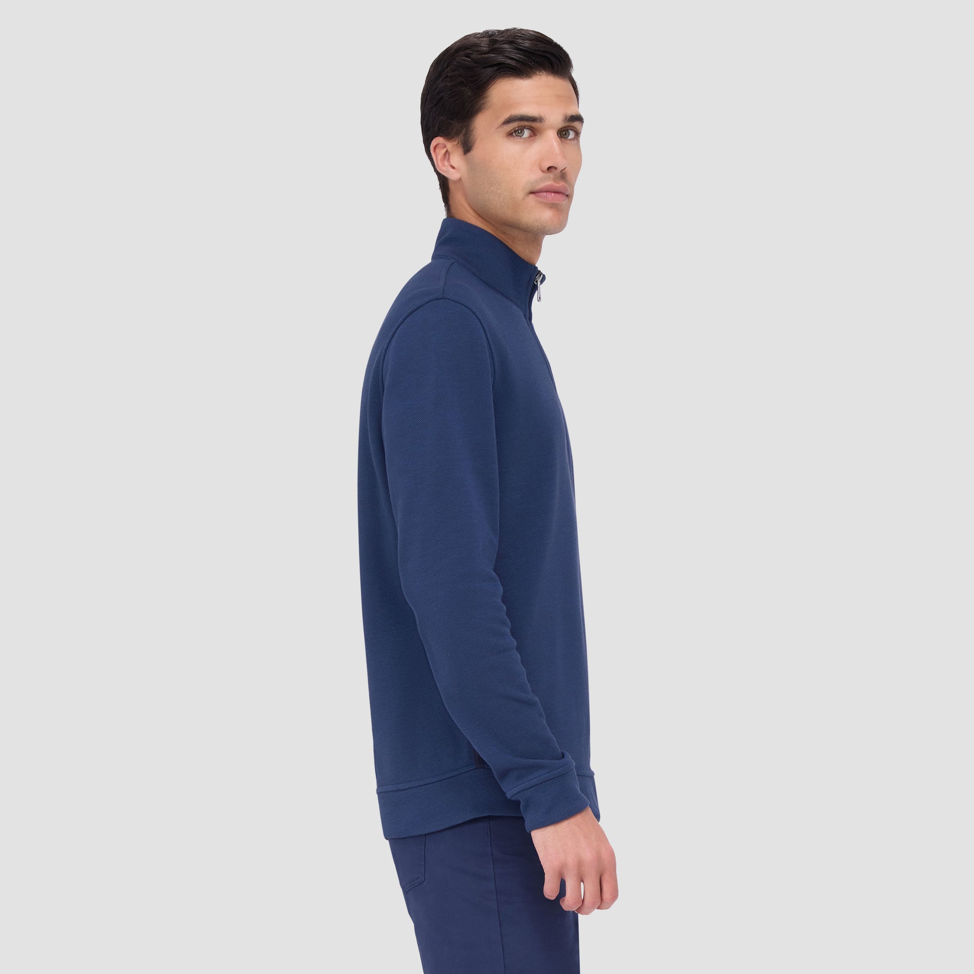Reversible Pique/Fishermen Knit Quarter-Zip Pullover
