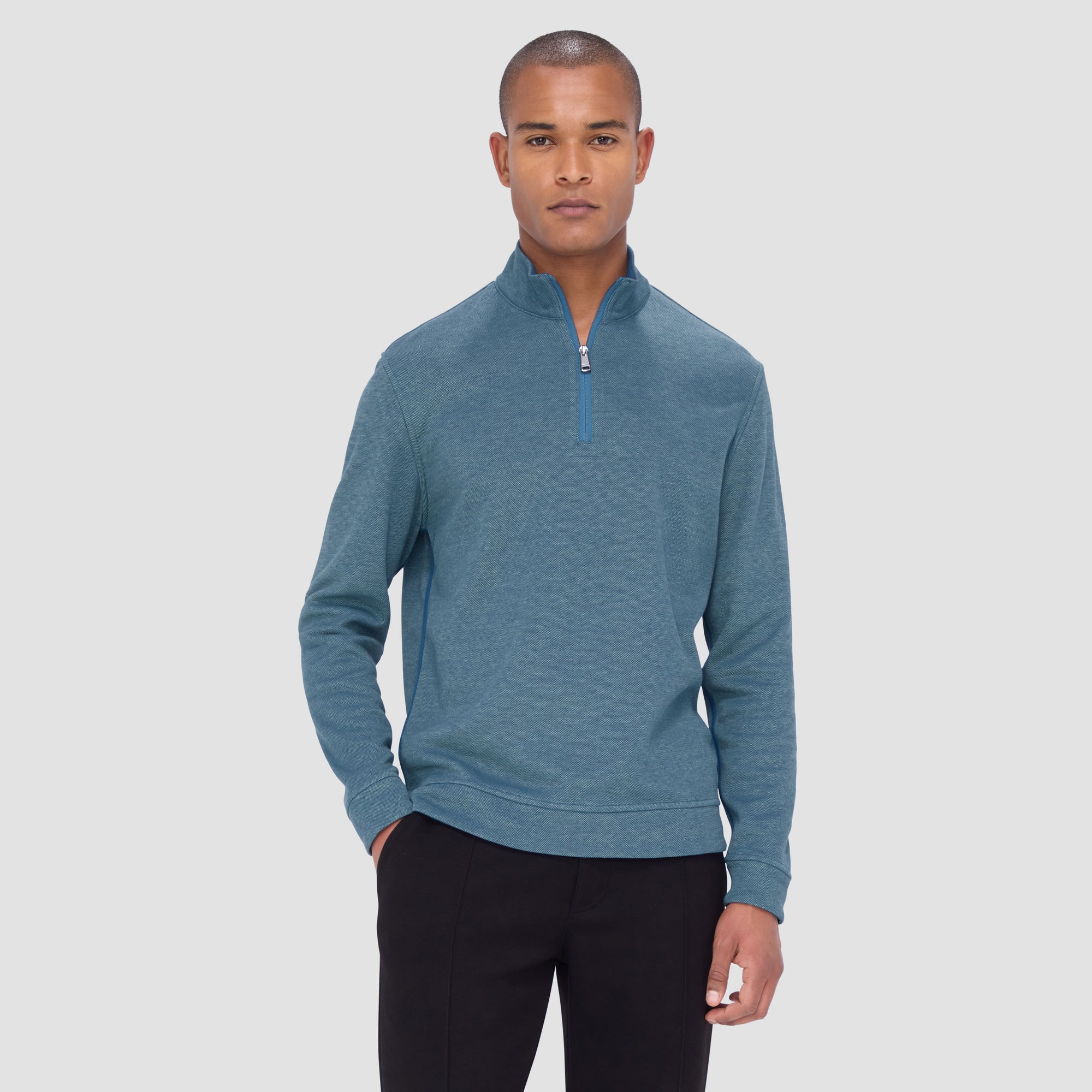 Reversible Pique/Fishermen Knit Quarter-Zip Pullover