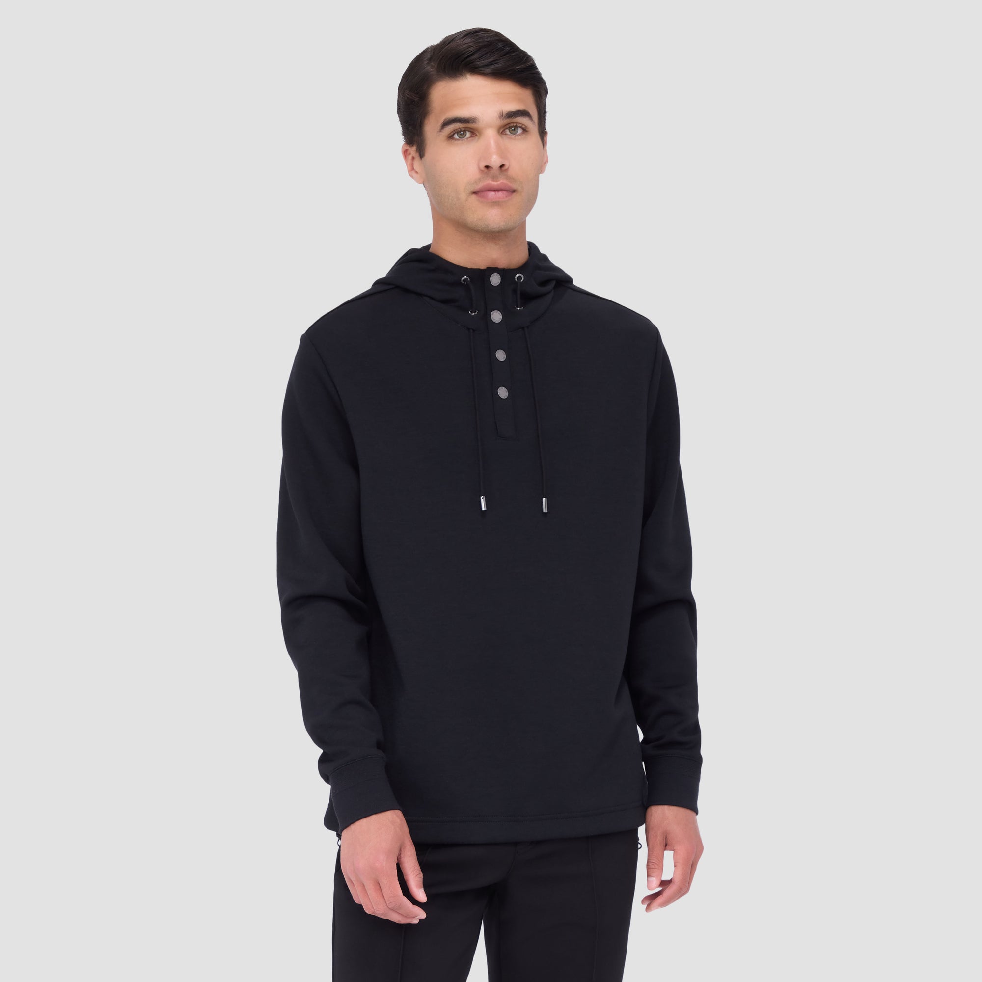 Solid Quarter-Zip Pullover Hoodie
