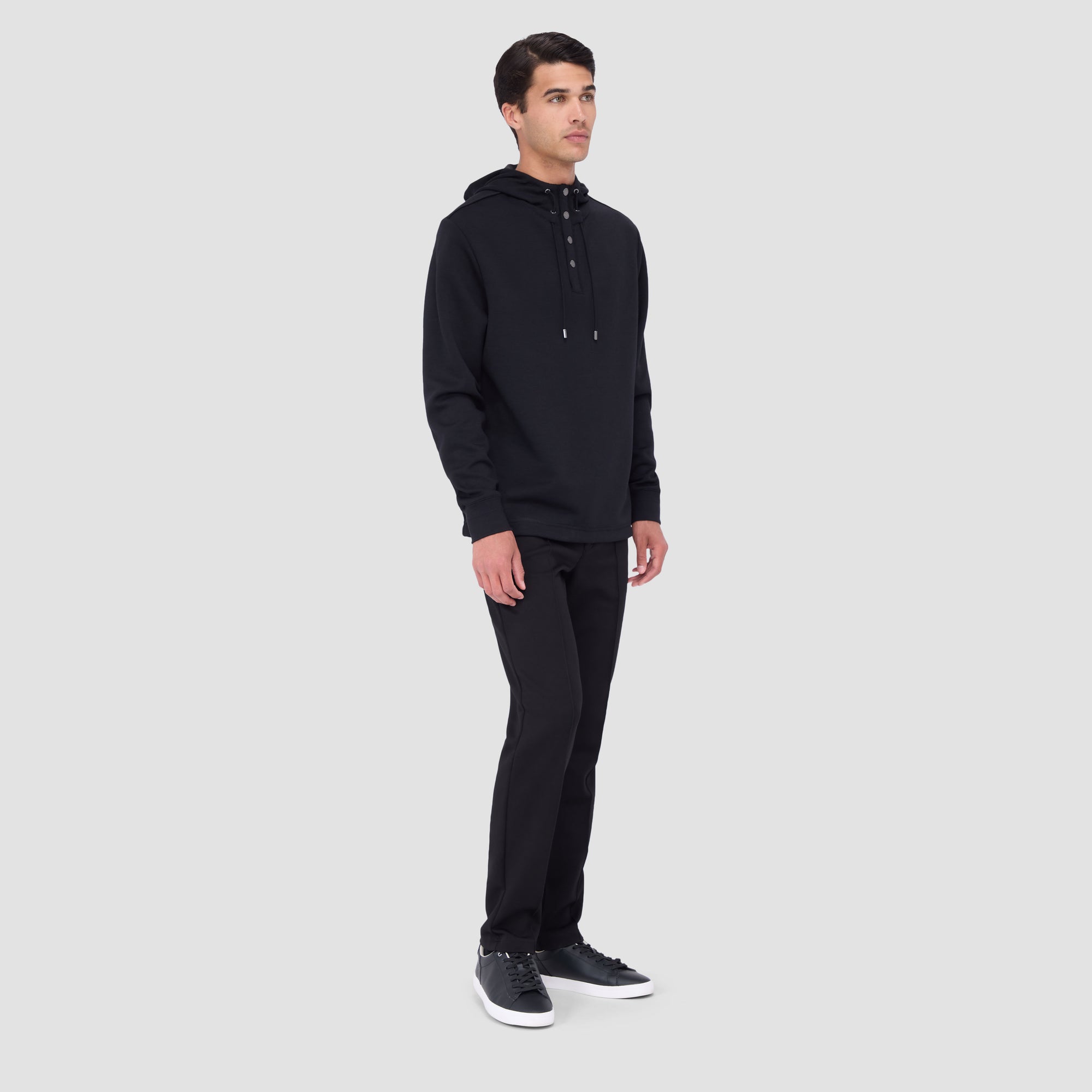 Solid Quarter-Zip Pullover Hoodie