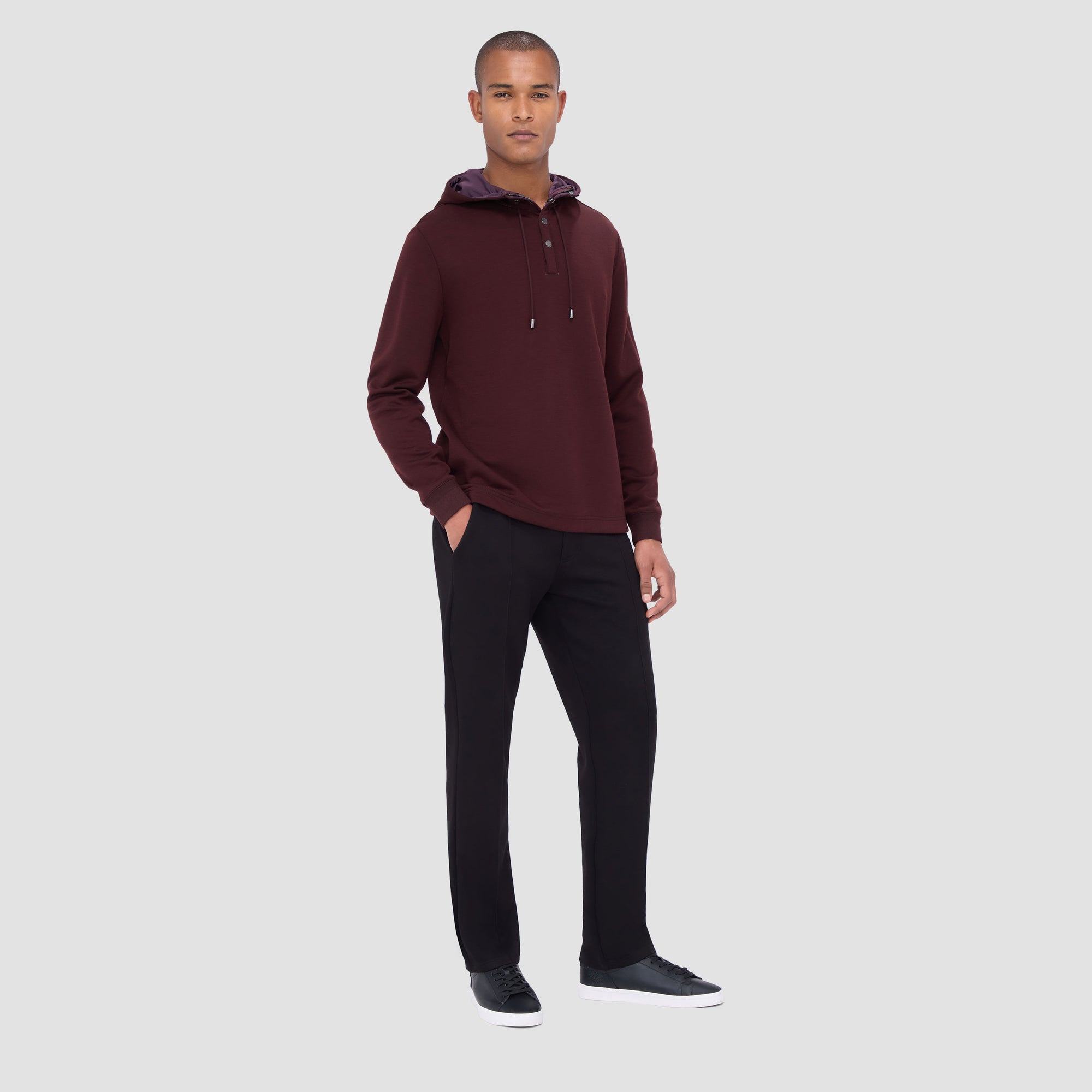 Solid Quarter-Zip Pullover Hoodie