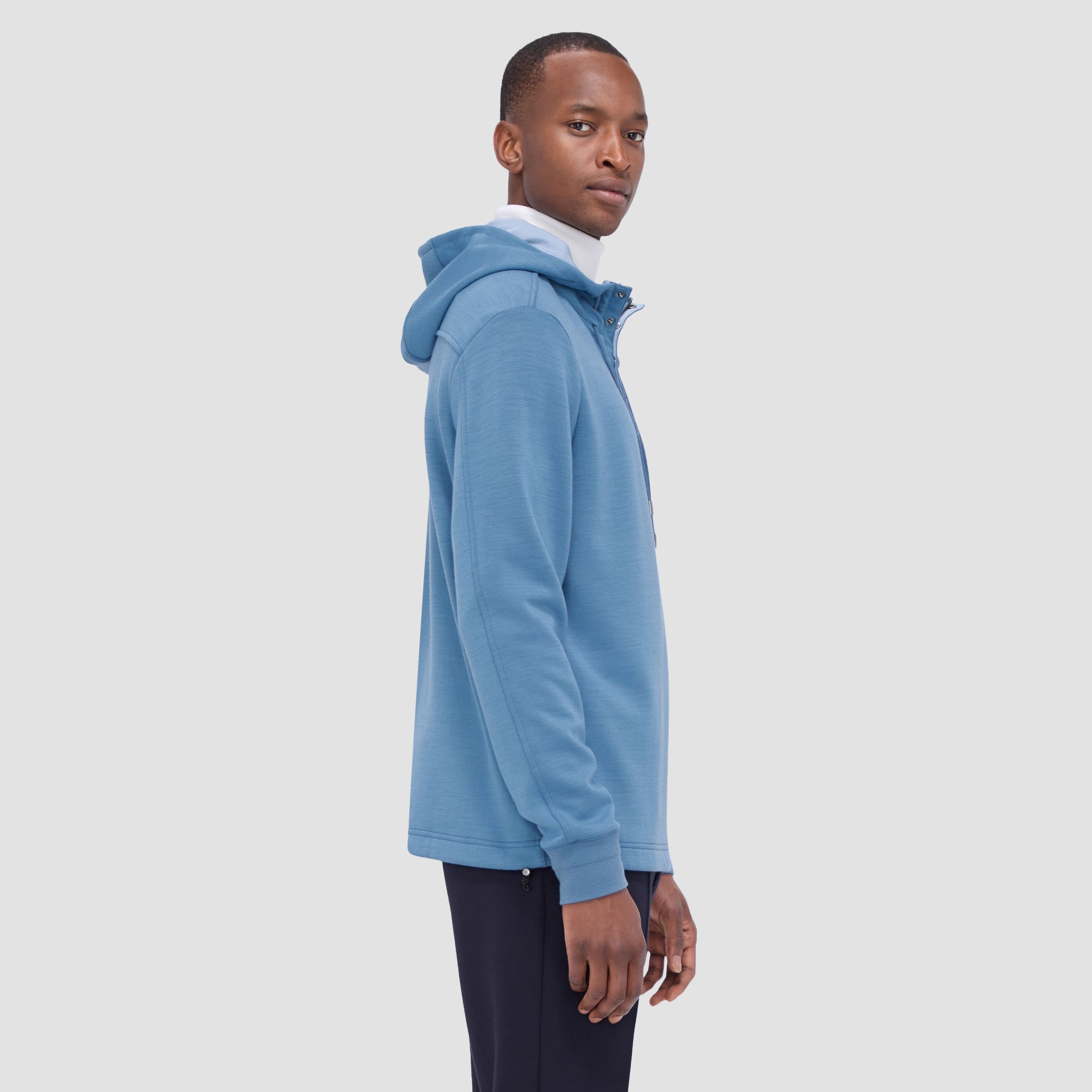 Solid Quarter-Zip Pullover Hoodie