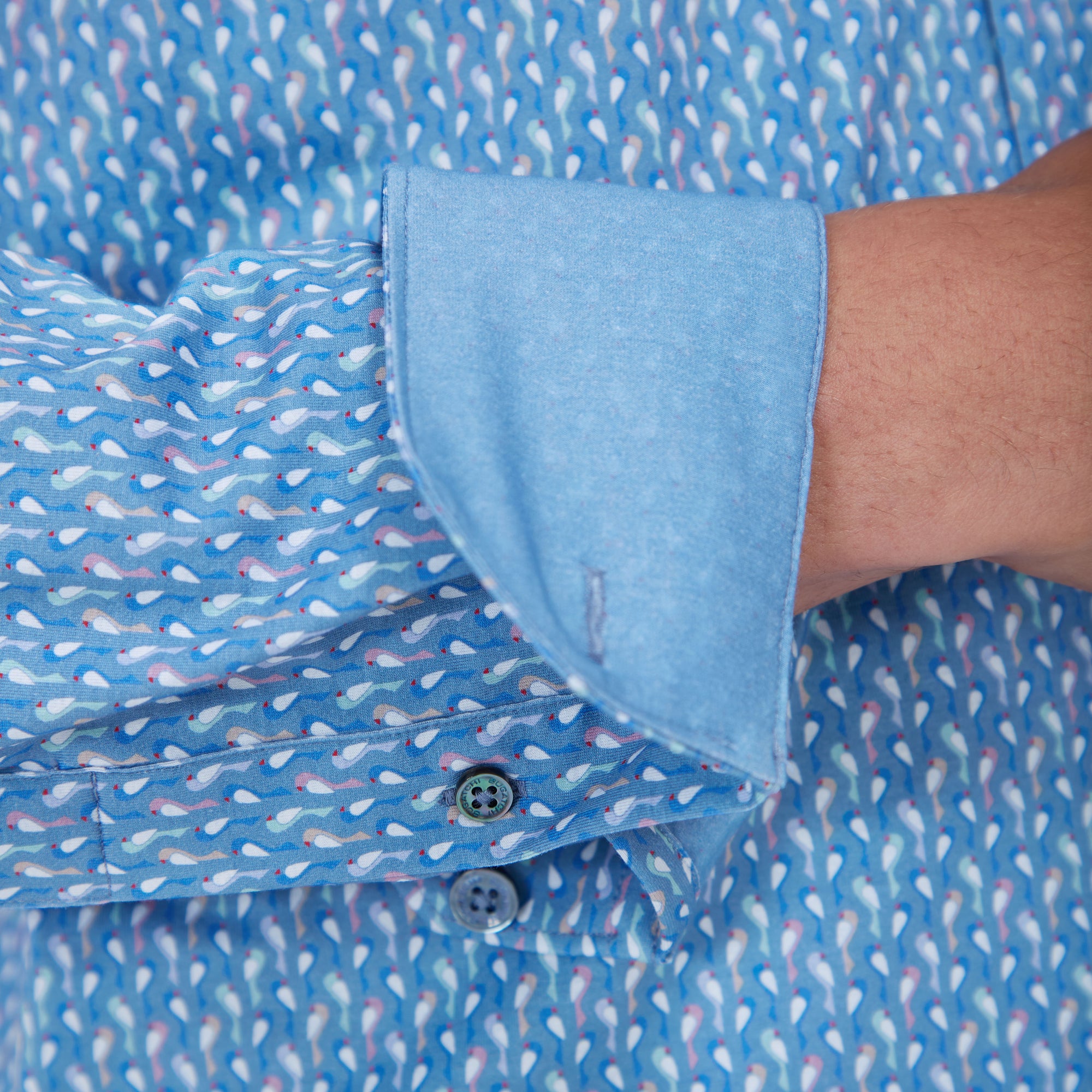 Jimmy Double Sided Abstract Bird/Solid OoohCotton Shirt