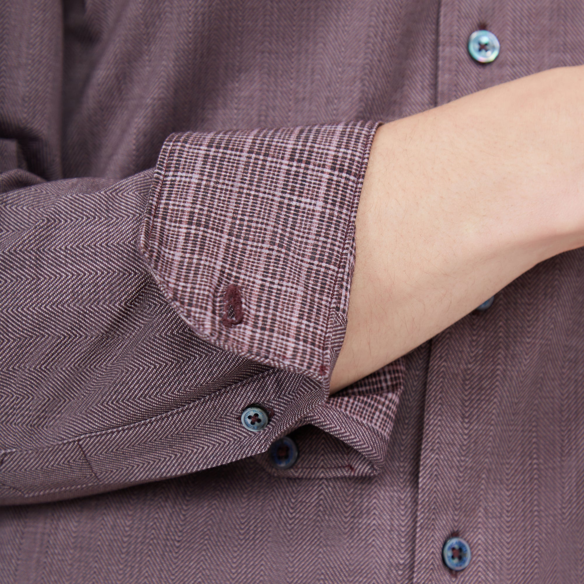Jimmy Double Sided Herringbone/Check OoohCotton Shirt