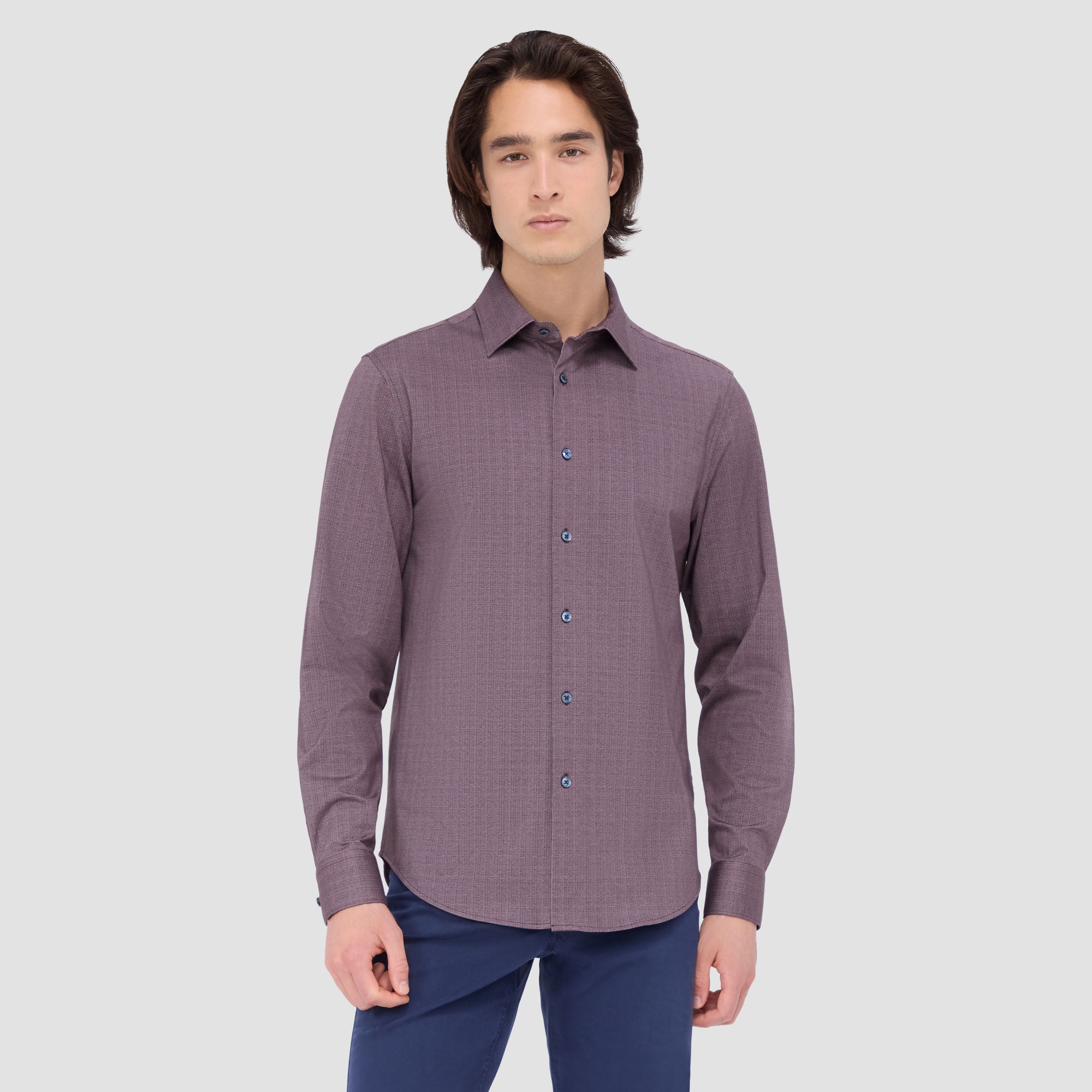 Jimmy Double Sided Herringbone/Check OoohCotton Shirt