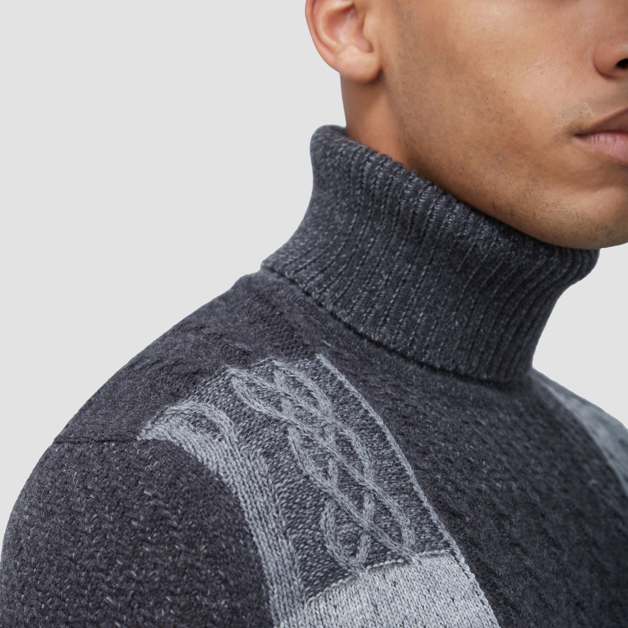 Mixed Stitch Turtleneck Sweater