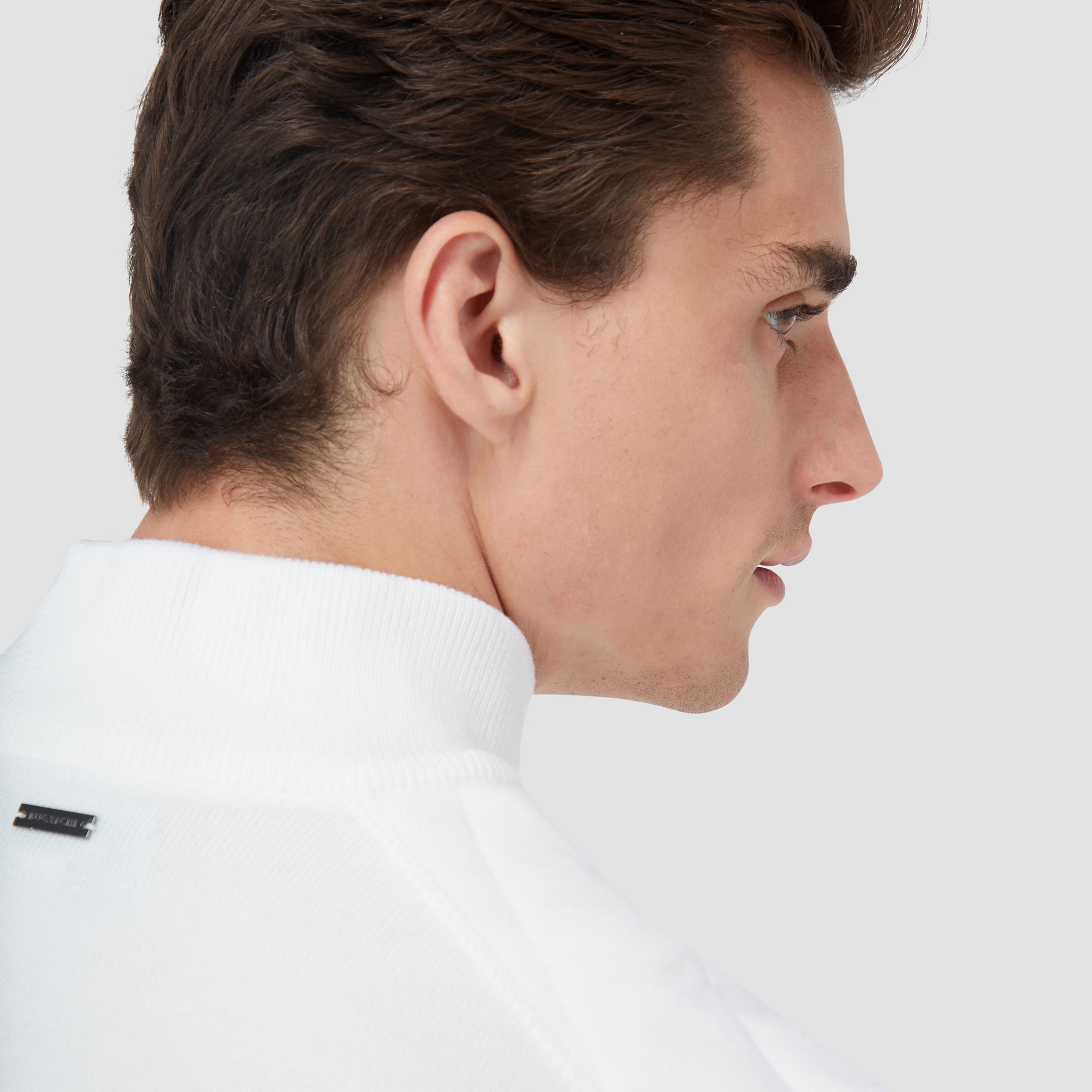 Quilted Yoke Quarter-Zip Sweater