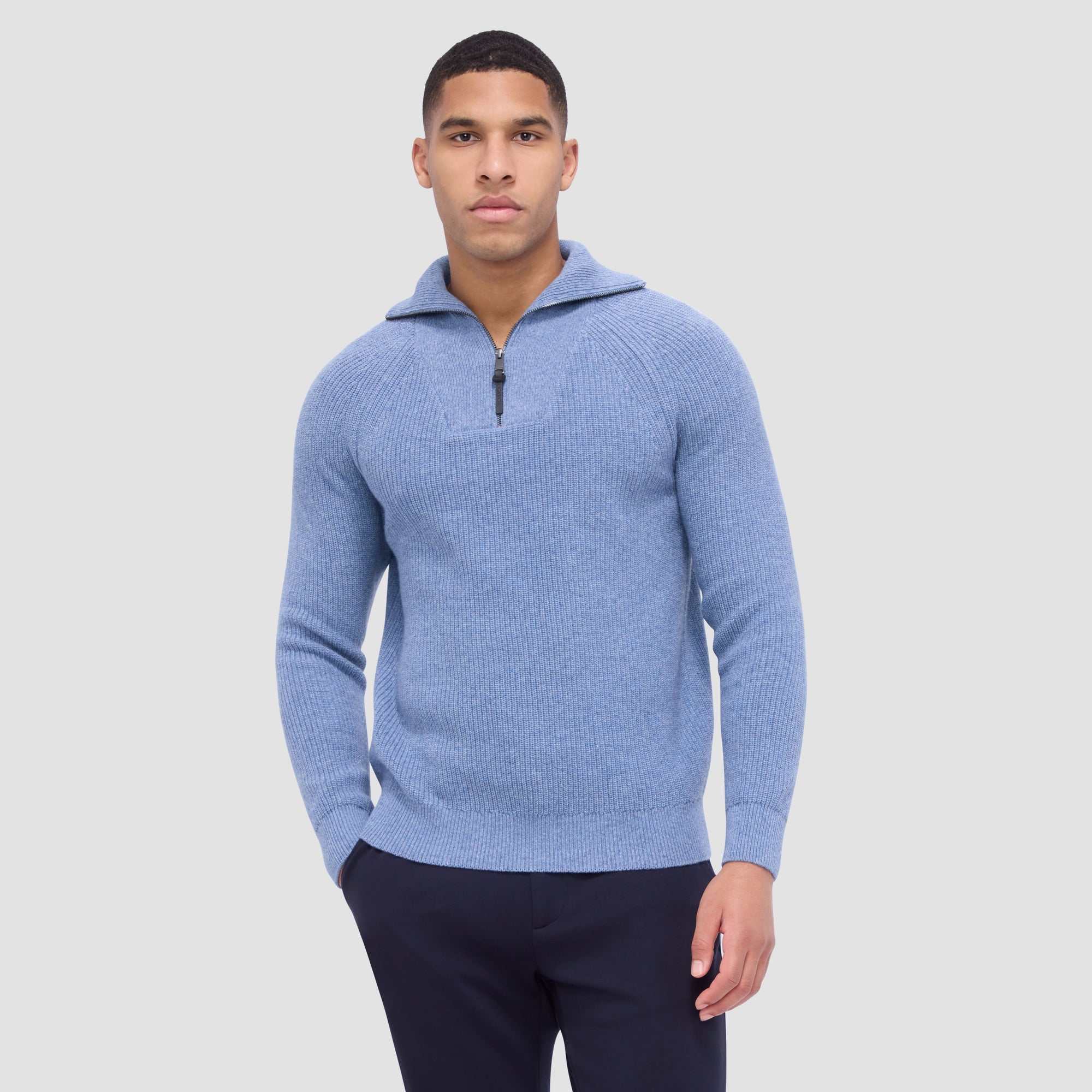 Fisherman Rib-Stitch Quarter-Zip Sweater