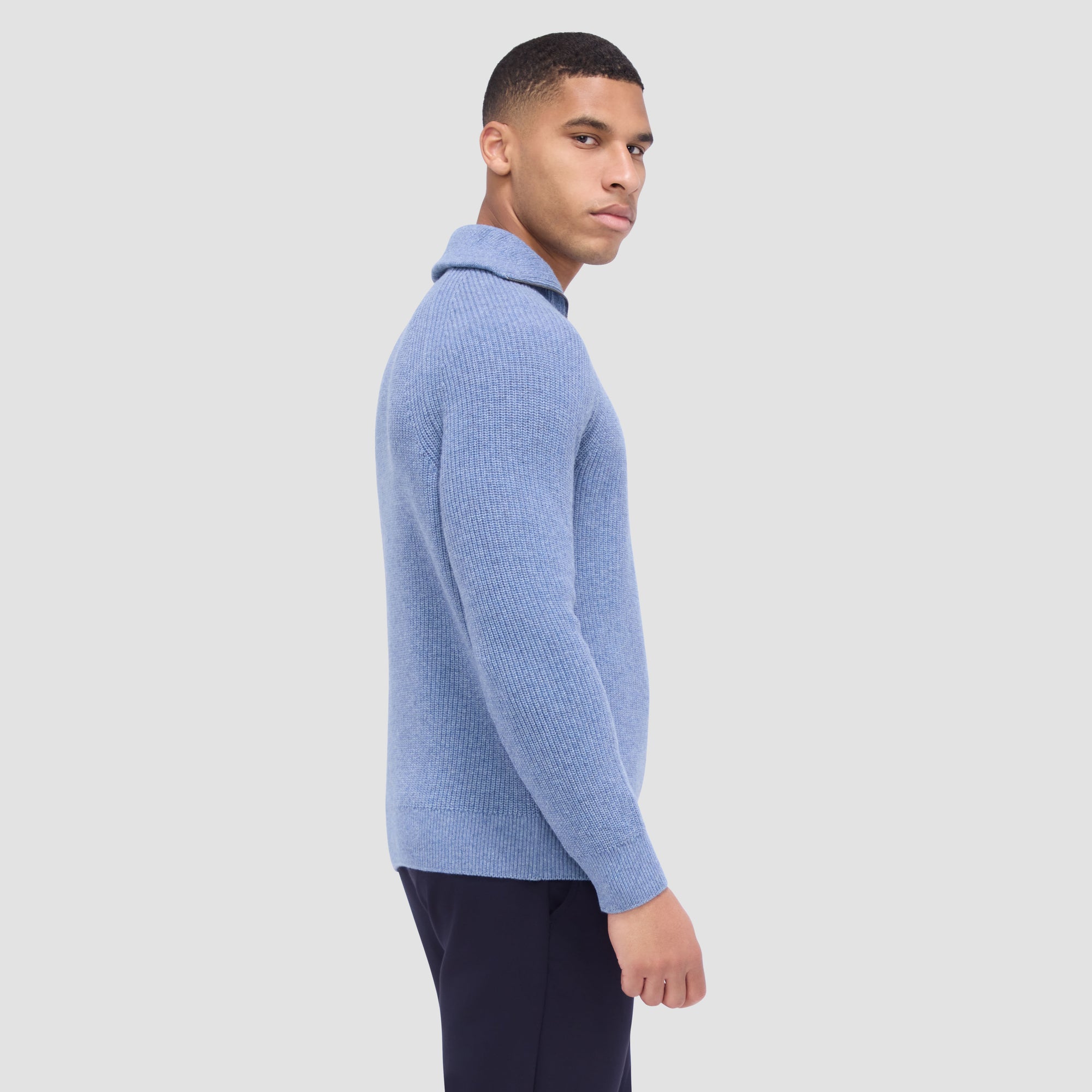 Fisherman Rib-Stitch Quarter-Zip Sweater