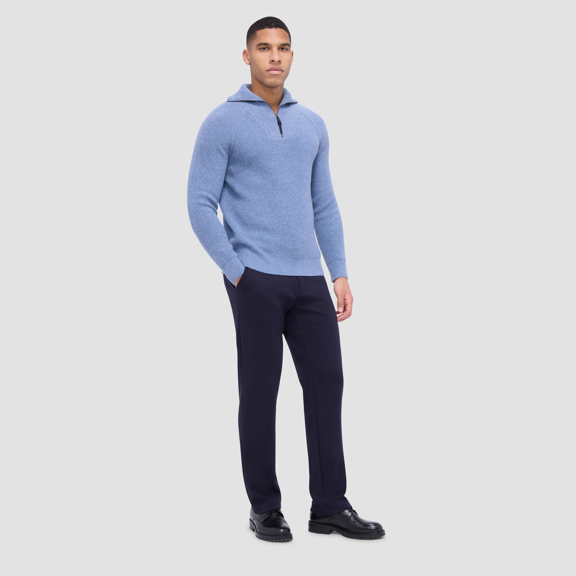 Fisherman Rib-Stitch Quarter-Zip Sweater