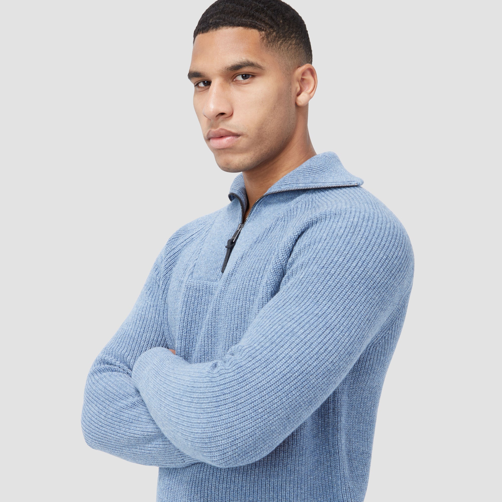 Fisherman Rib-Stitch Quarter-Zip Sweater
