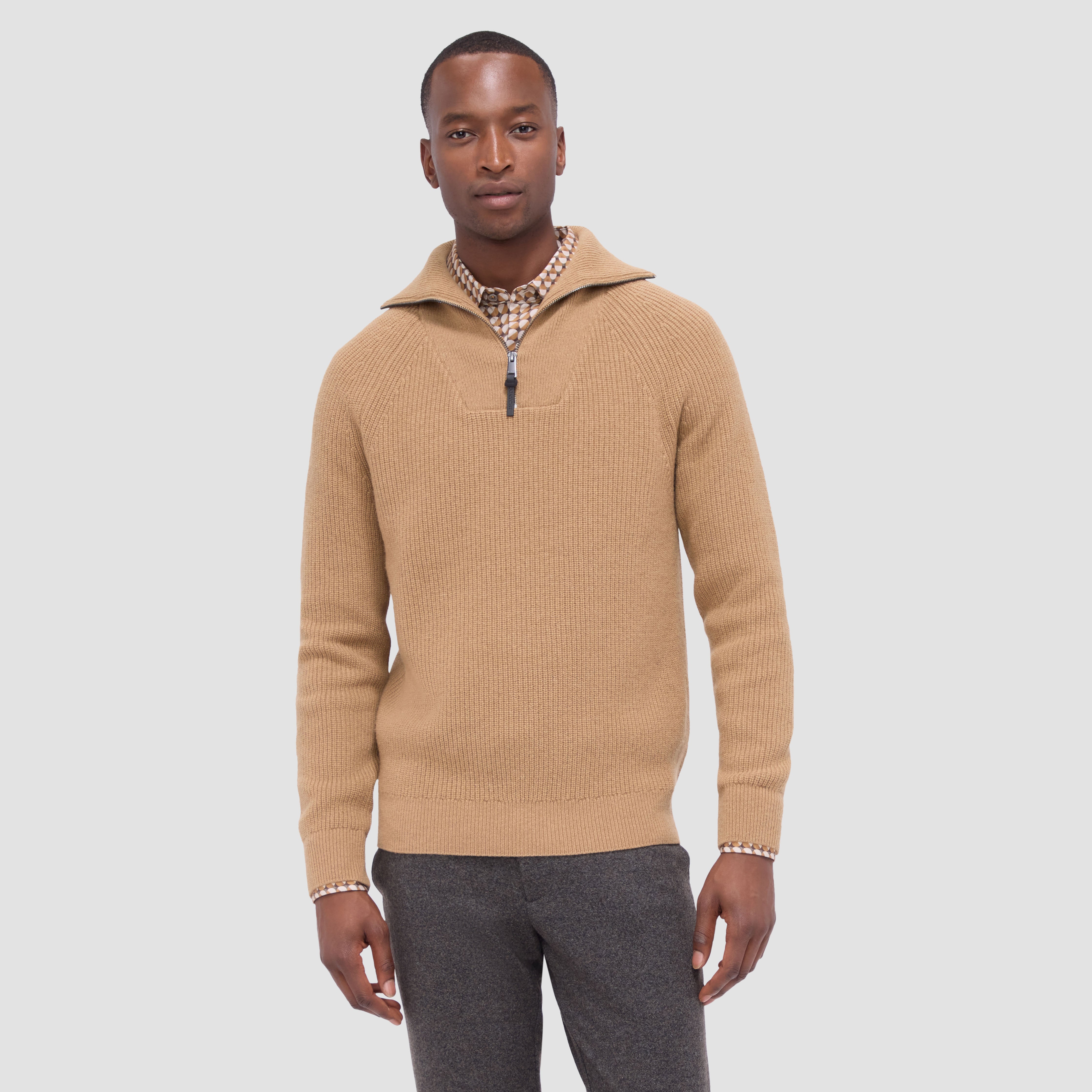 Fisherman Rib-Stitch Quarter-Zip Sweater – BUGATCHI