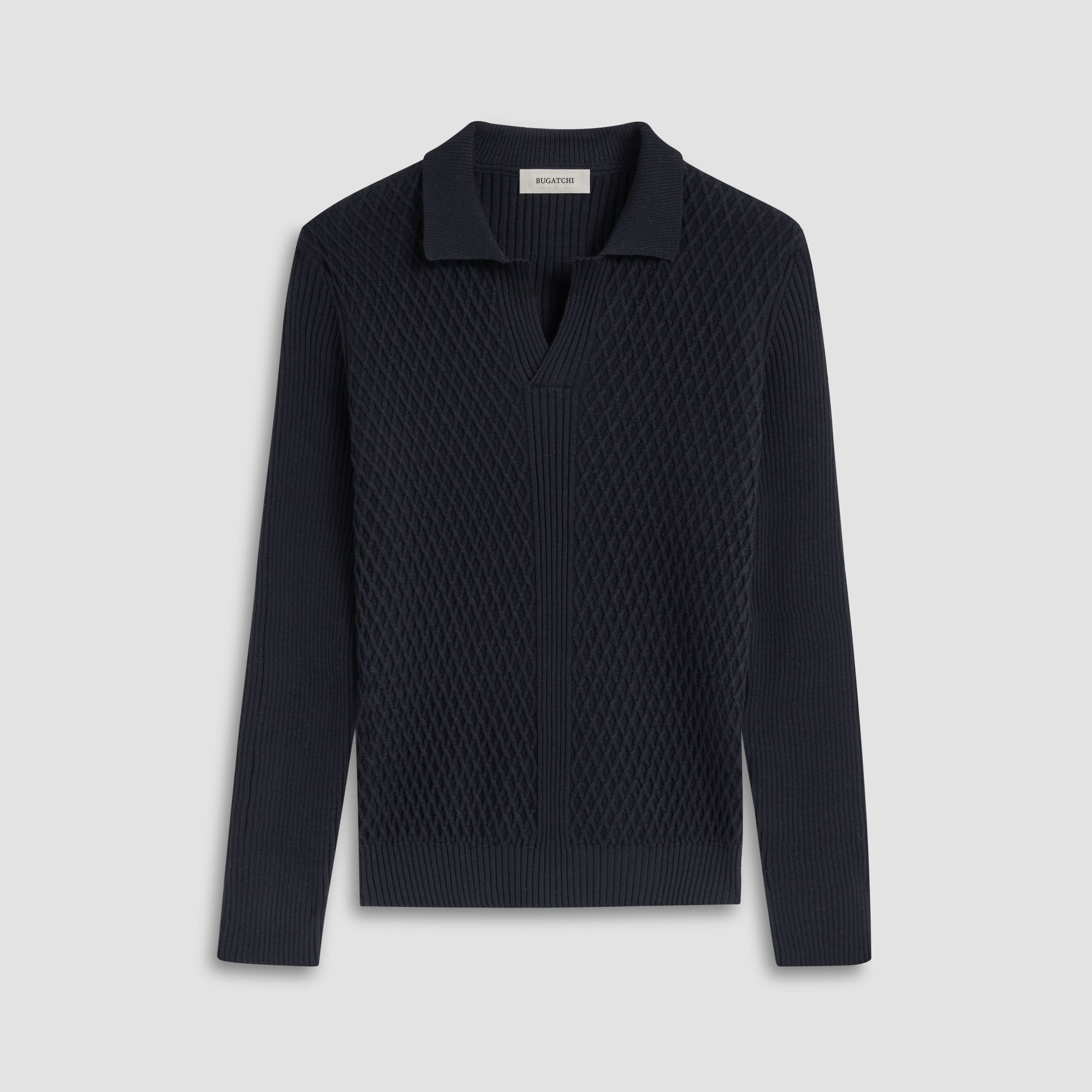 Mixed Stitch Johnny Collar Sweater