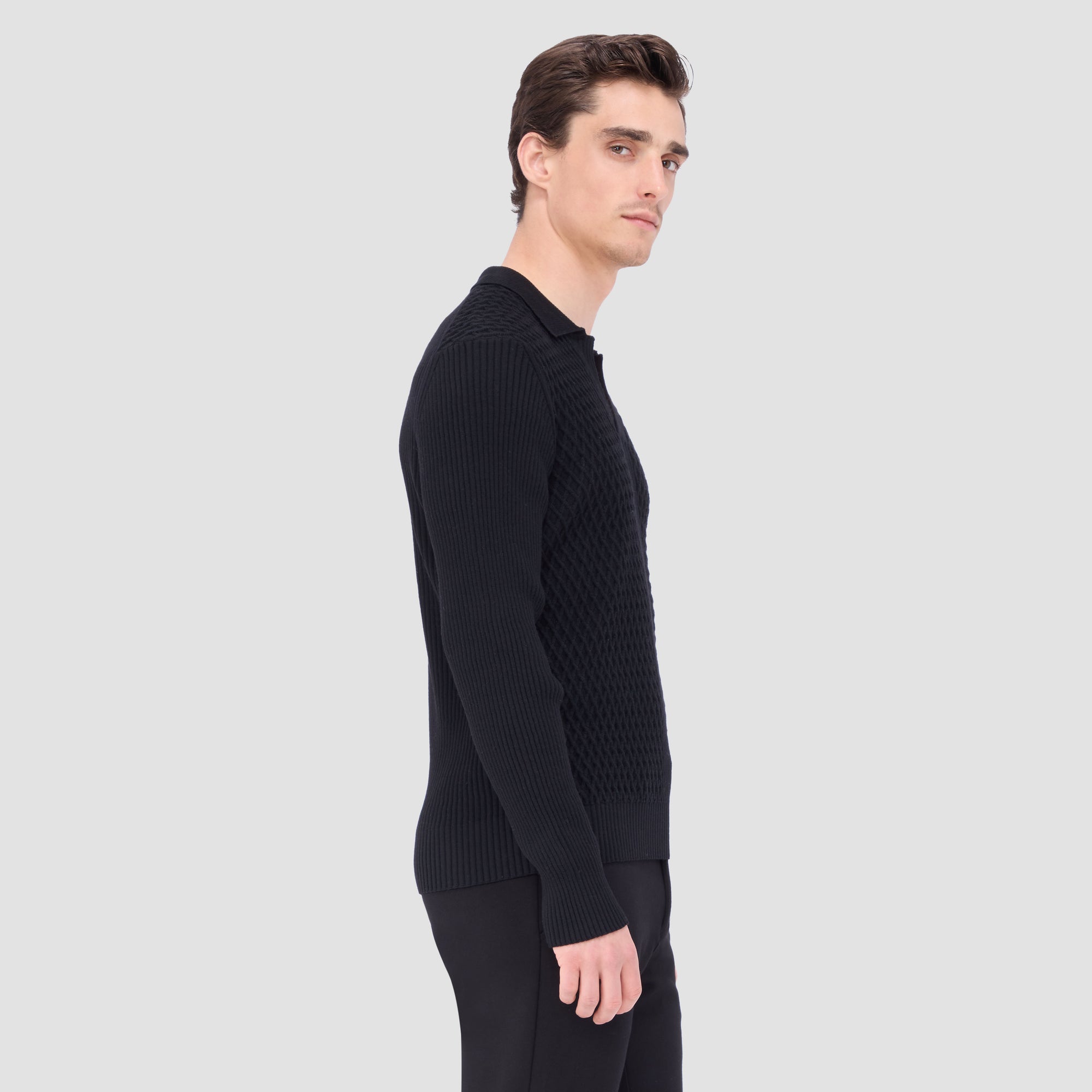 Mixed Stitch Johnny Collar Sweater