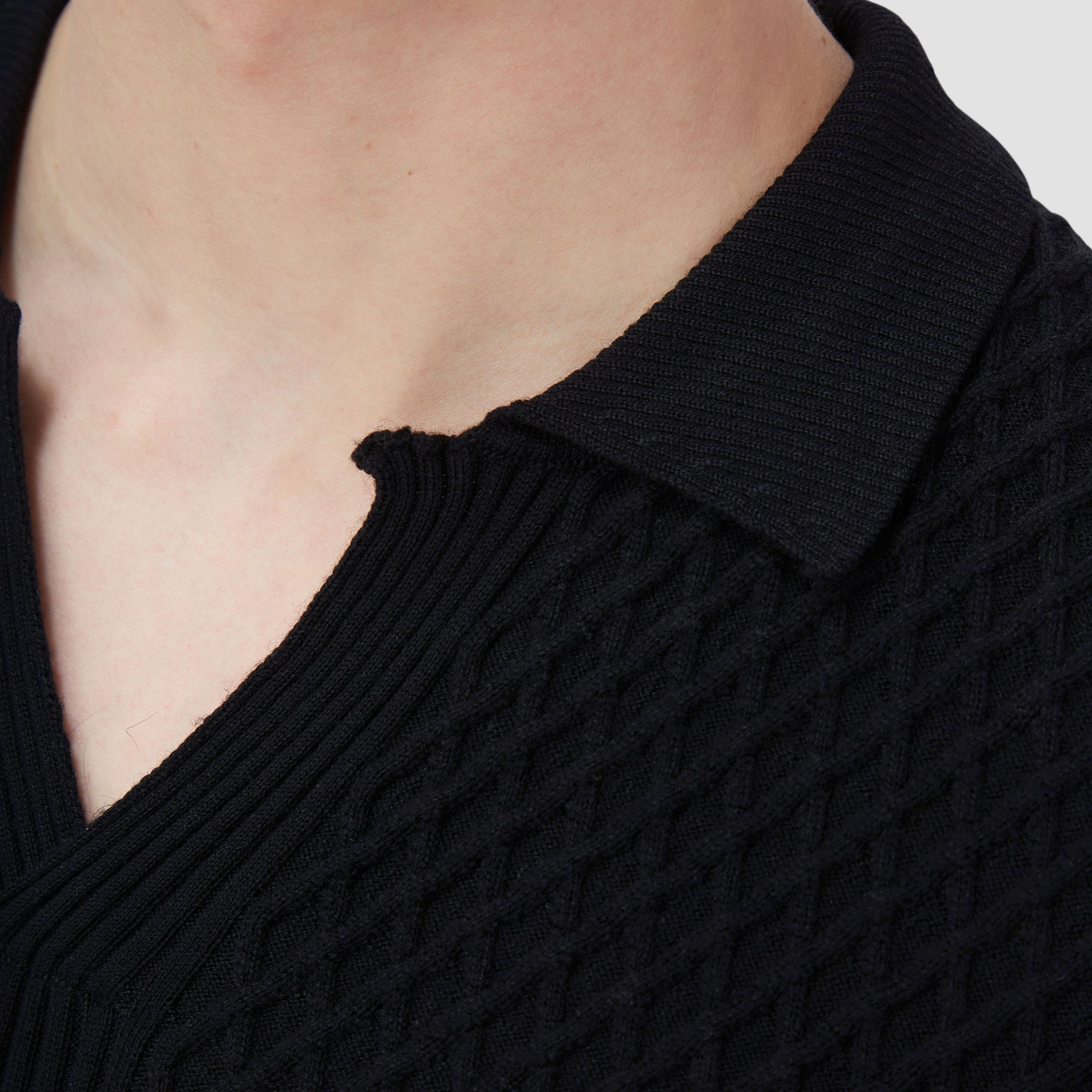 Mixed Stitch Johnny Collar Sweater