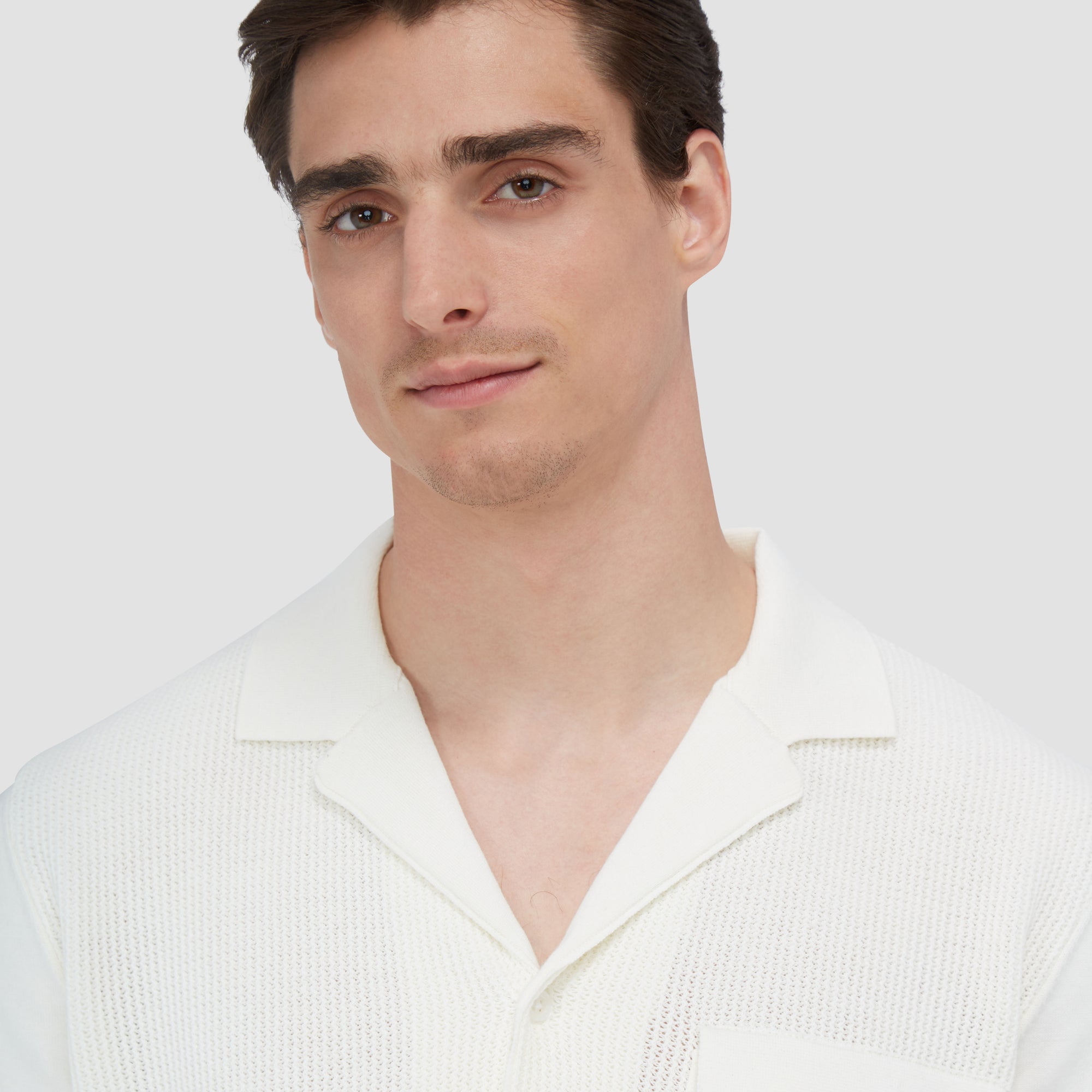 Mixed Stitch Short Sleeve Shirt Sweater