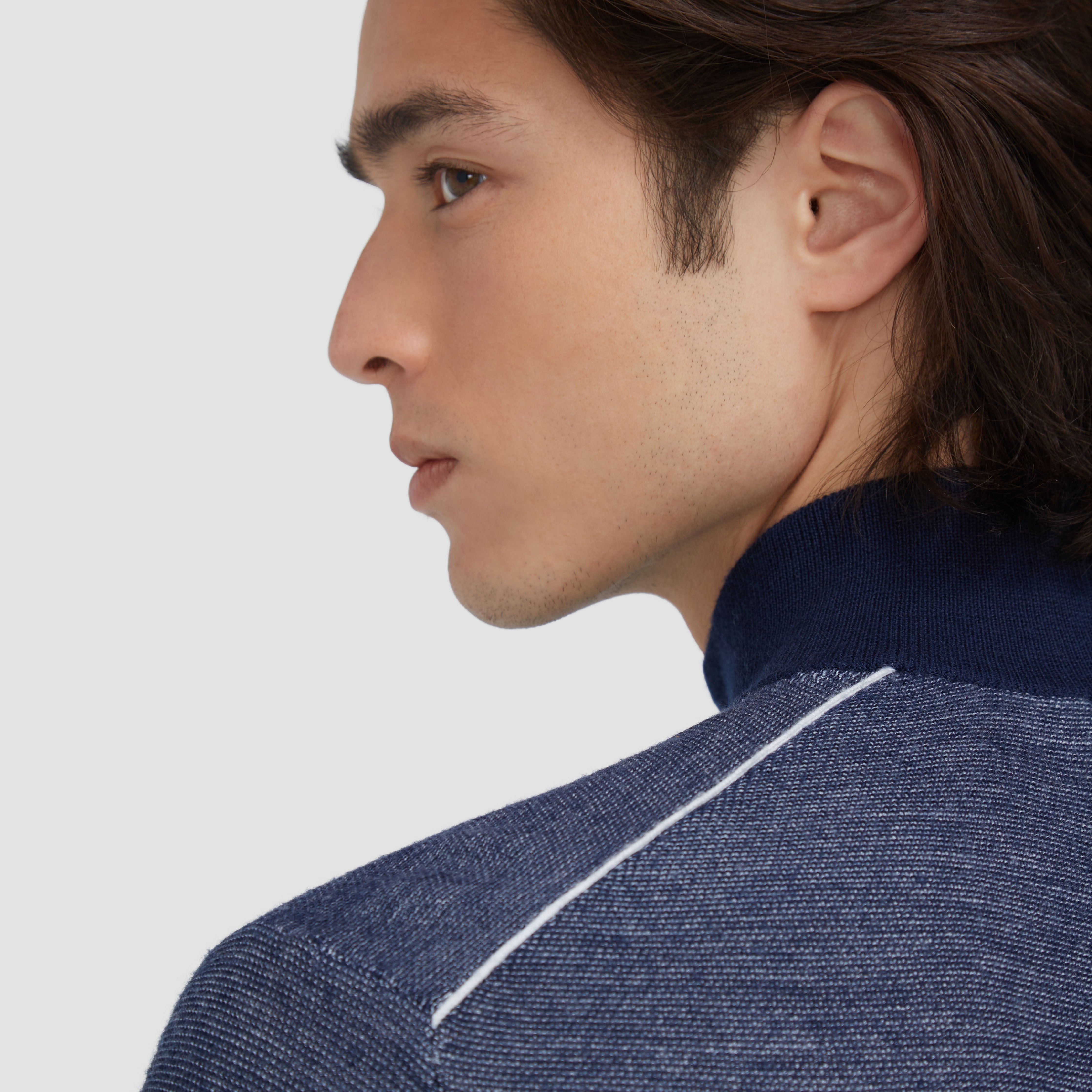 Bird's Eye Jacquard Quarter-Zip Mock Neck Sweater – BUGATCHI