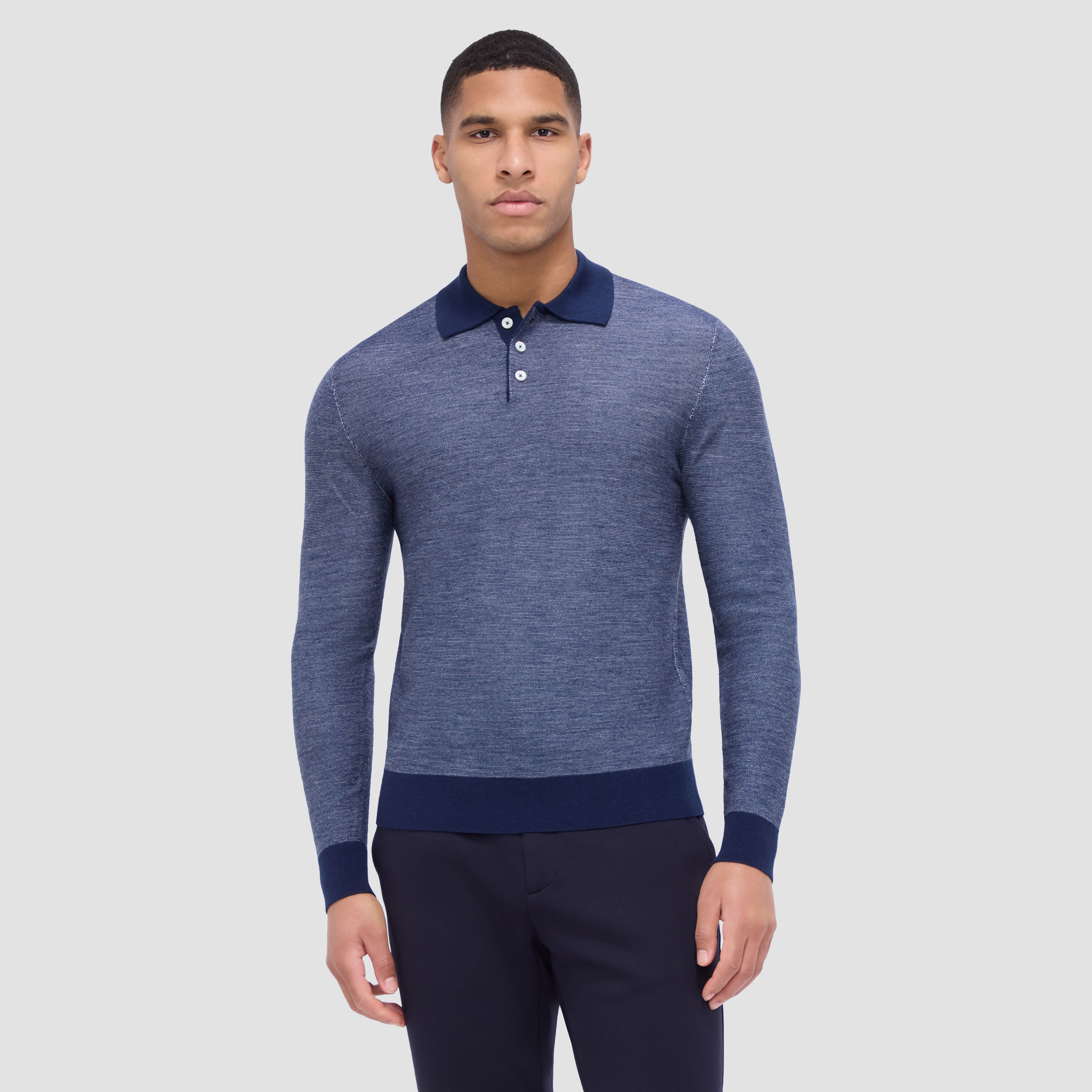 Bird's Eye Jacquard Polo Sweater – BUGATCHI
