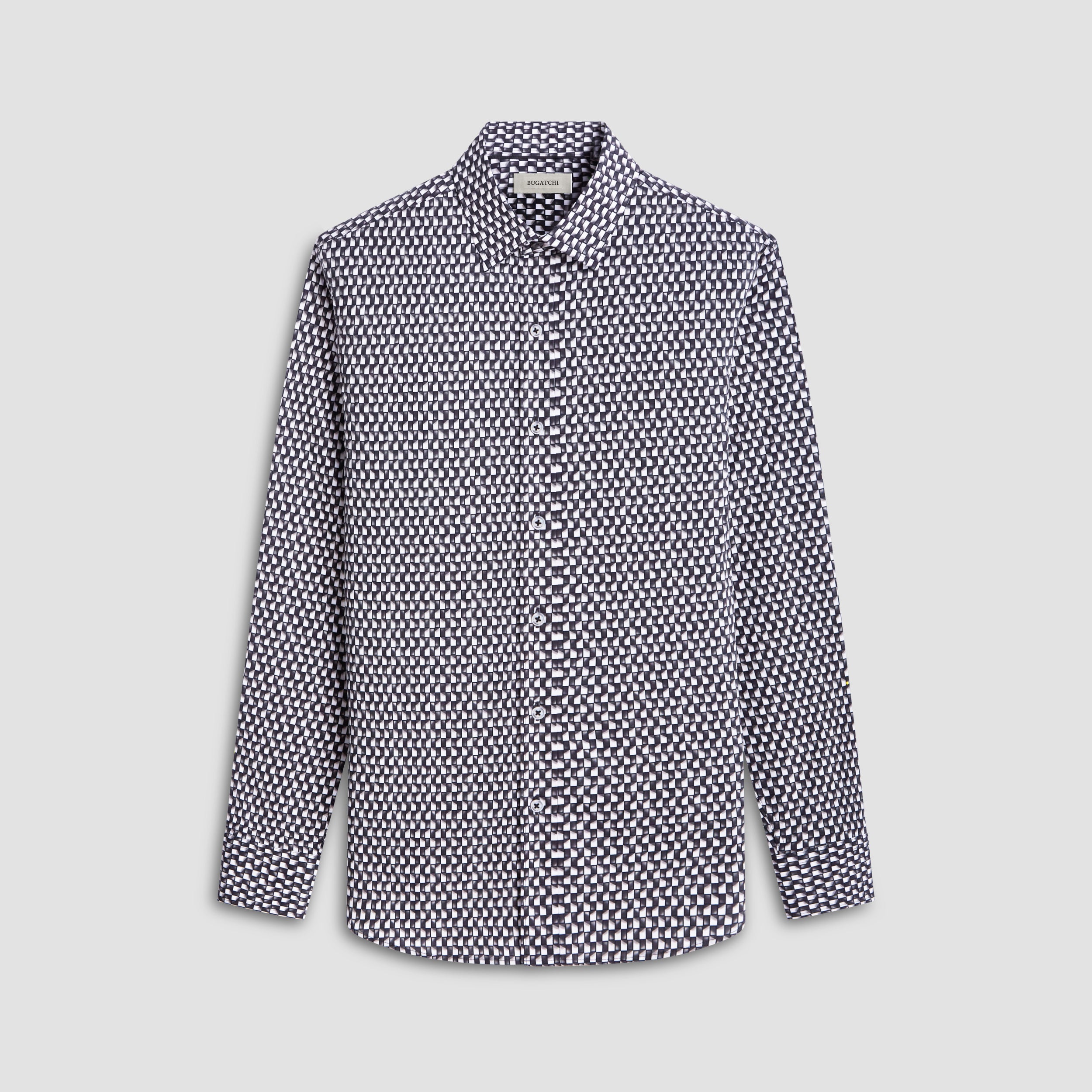 optical illusion dress shirt Optical Illusion Striped Long Sleeve Button Up Shirt - Blue/combo