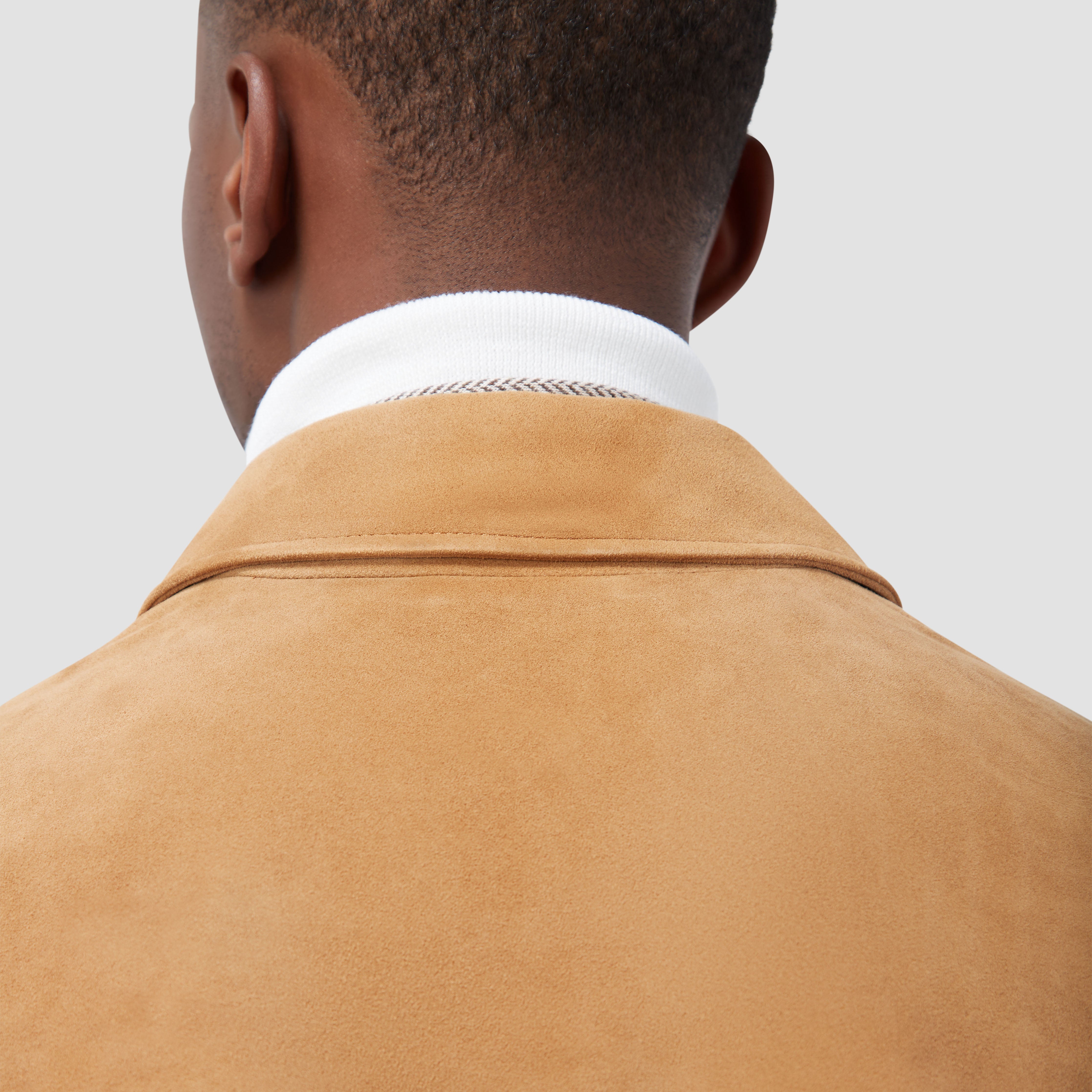 Goat Suede Cook Shirt Jacket Phlannèl Men Suede Jacket | Brown