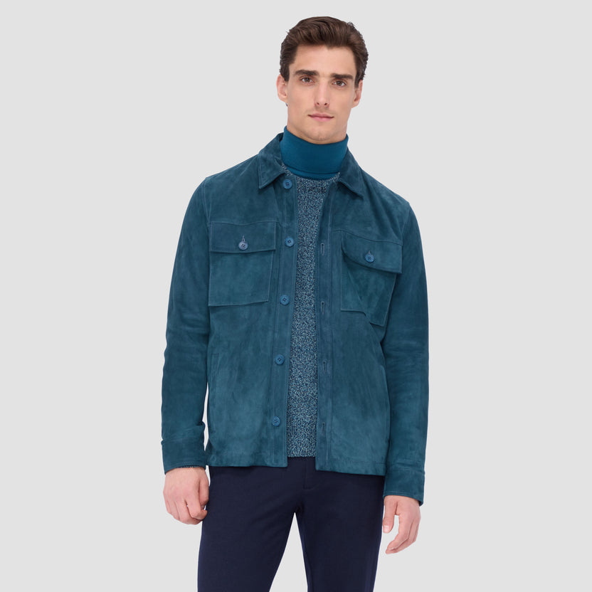 Front view-Suede Shirt Jacket