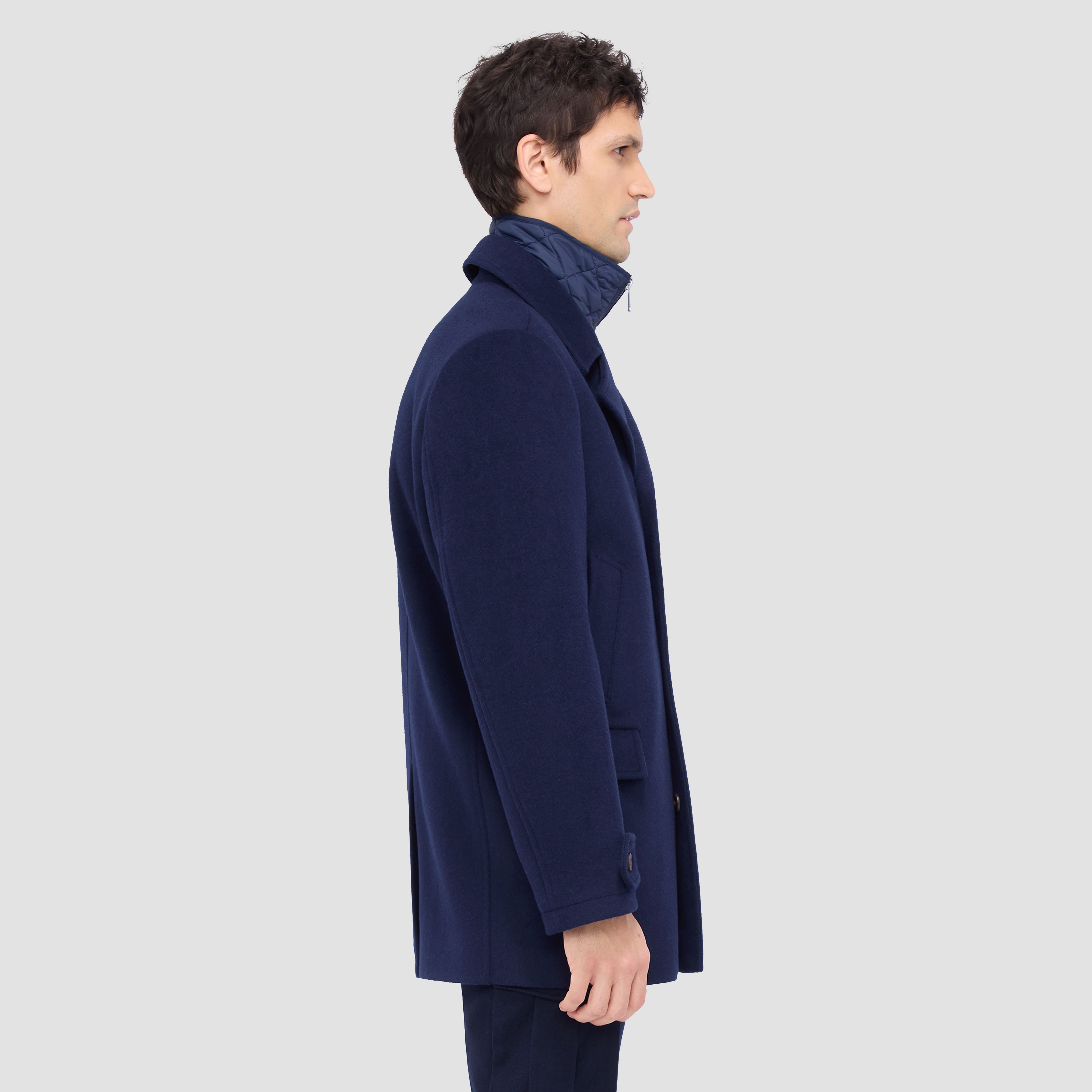 Wool Peacoat with Detachable Bib – BUGATCHI