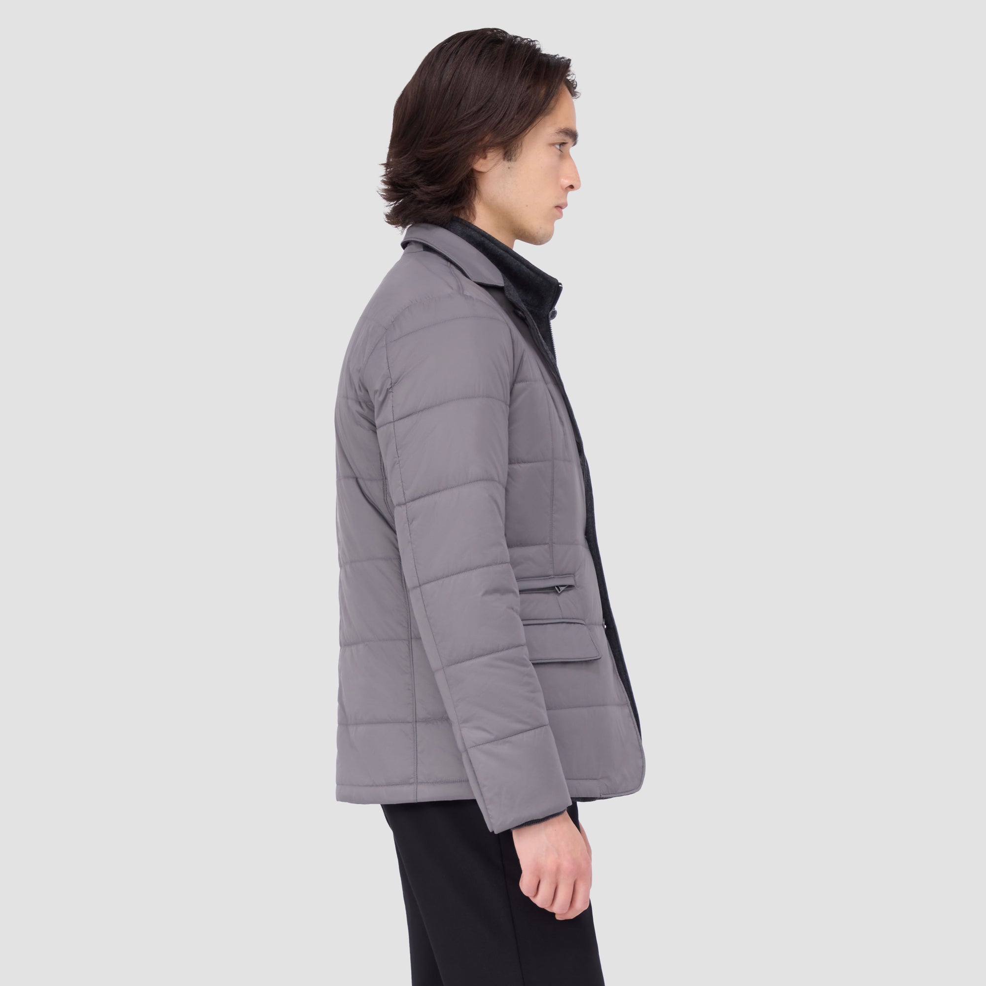 Three Button Quilted Blazer with Detachable Bib