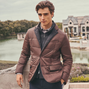 Three Button Quilted Blazer with Detachable Bib