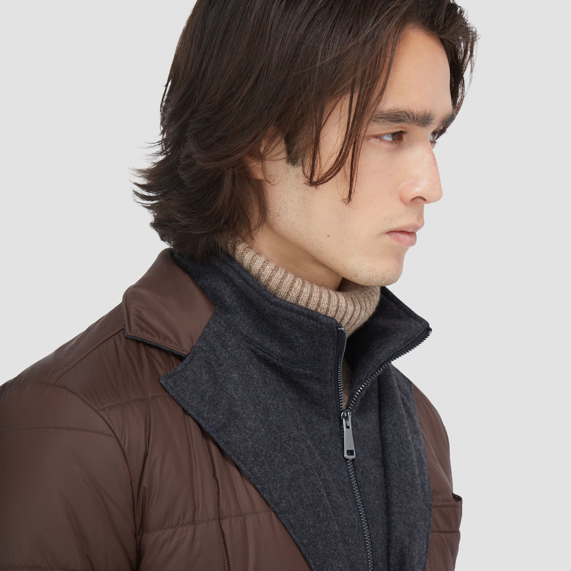 Three Button Quilted Blazer with Detachable Bib