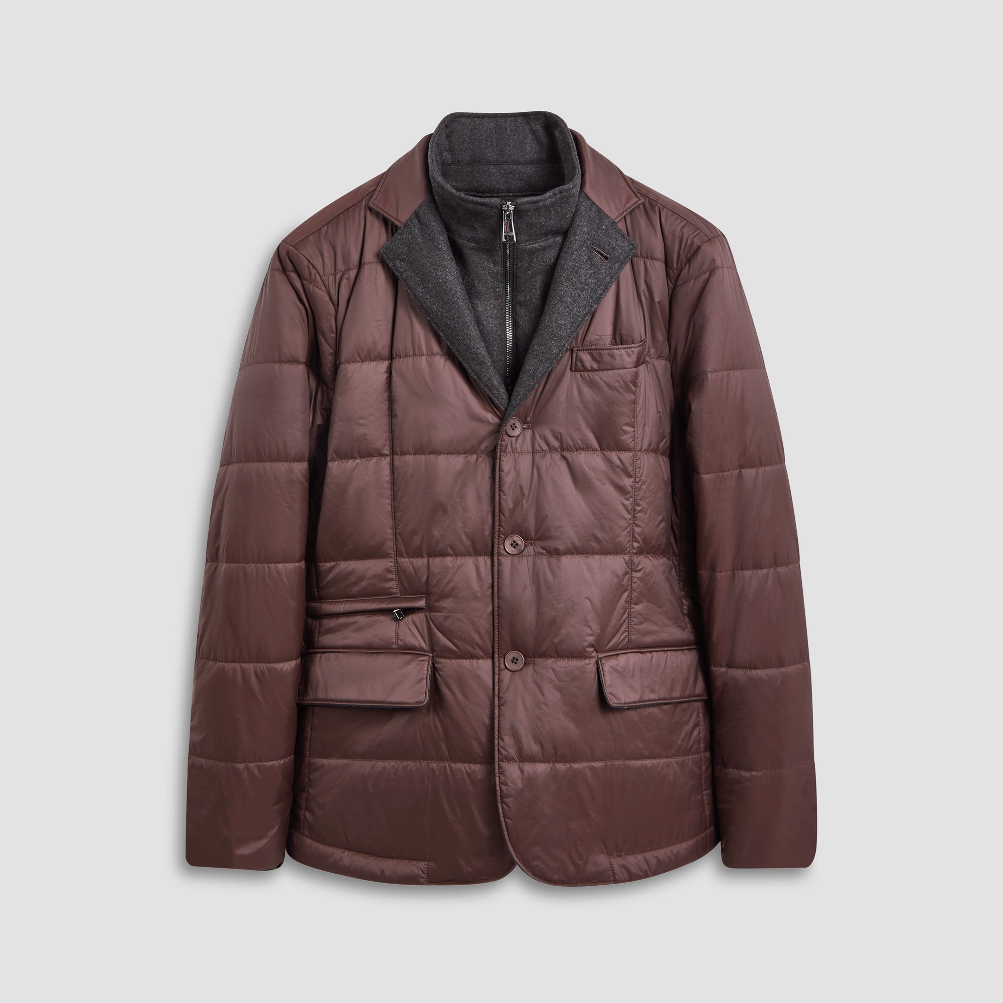 Three Button Quilted Blazer with Detachable Bib